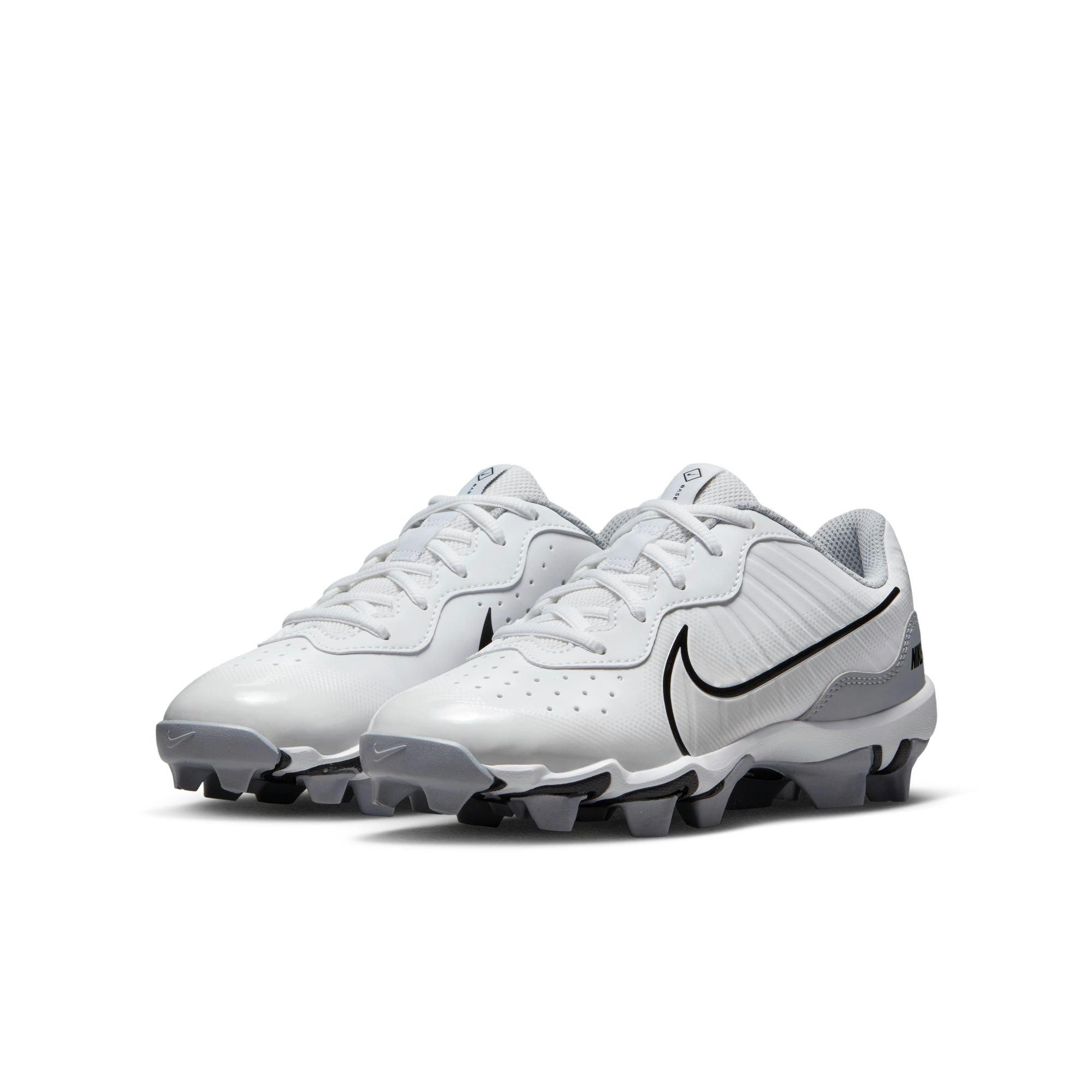 Nike Alpha Huarache 4 Keystone "White/Black/Wolf Grey/Pure Platinum" Preschool Boys' Baseball Cleat - WHITE/BLACK/GREY Thumbnail View 5