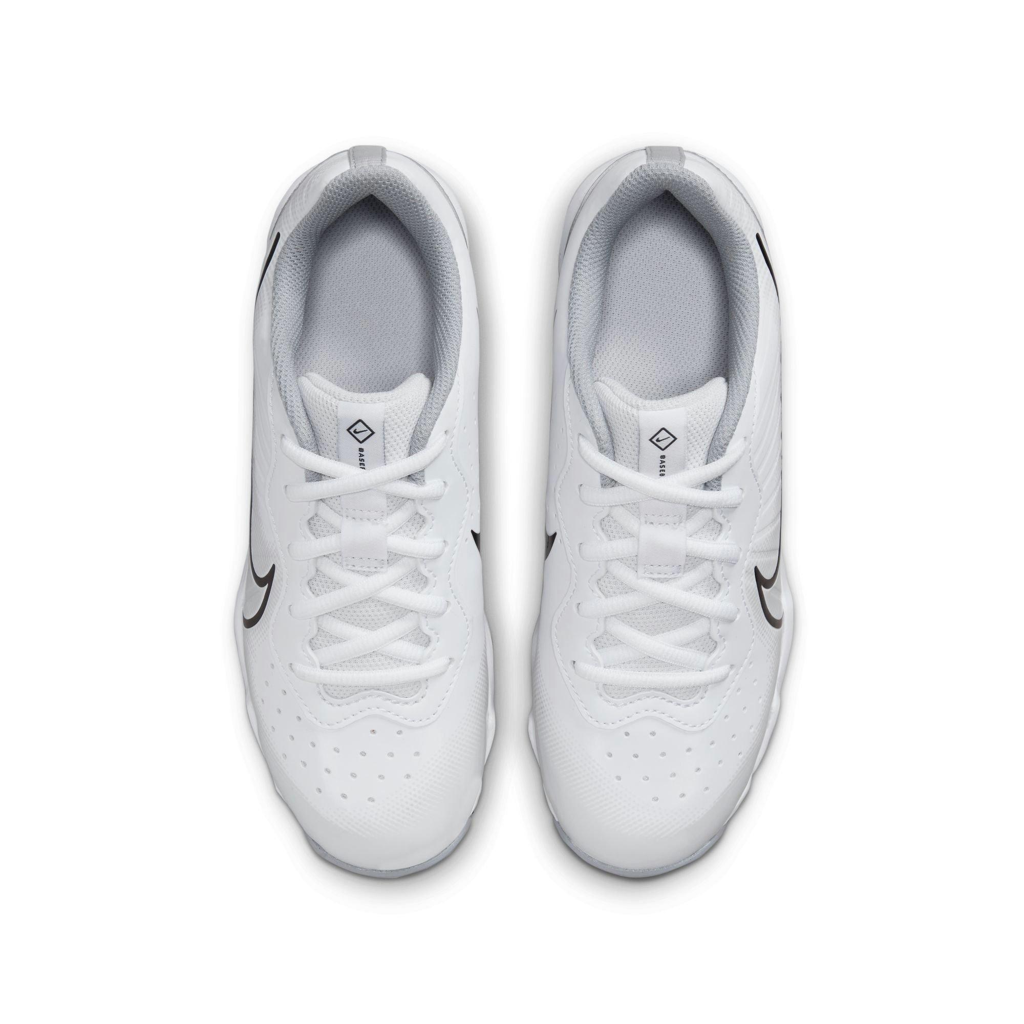 Nike Alpha Huarache 4 Keystone "White/Black/Wolf Grey/Pure Platinum" Preschool Boys' Baseball Cleat - WHITE/BLACK/GREY Thumbnail View 6