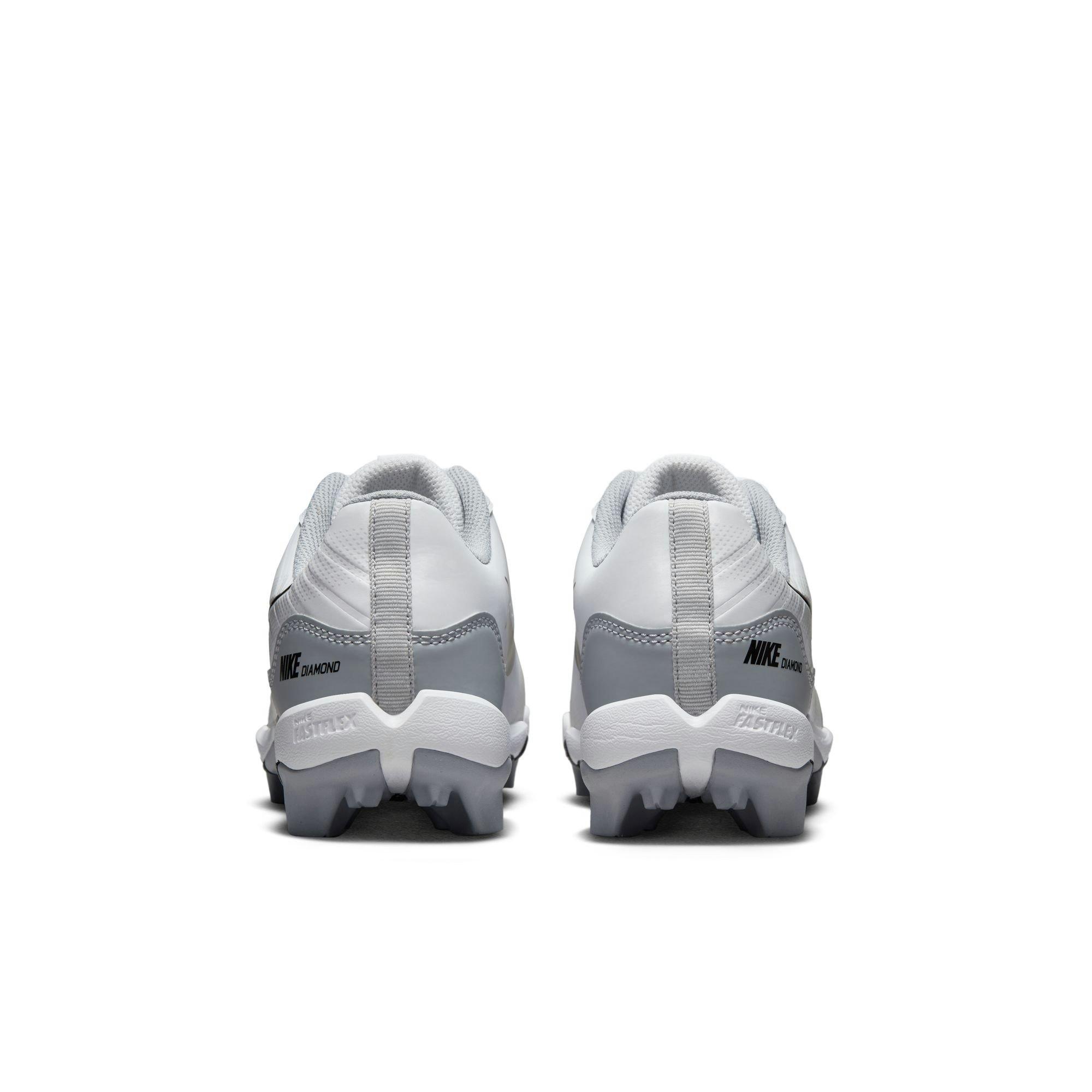 Nike Alpha Huarache 4 Keystone "White/Black/Wolf Grey/Pure Platinum" Preschool Boys' Baseball Cleat - WHITE/BLACK/GREY Thumbnail View 7