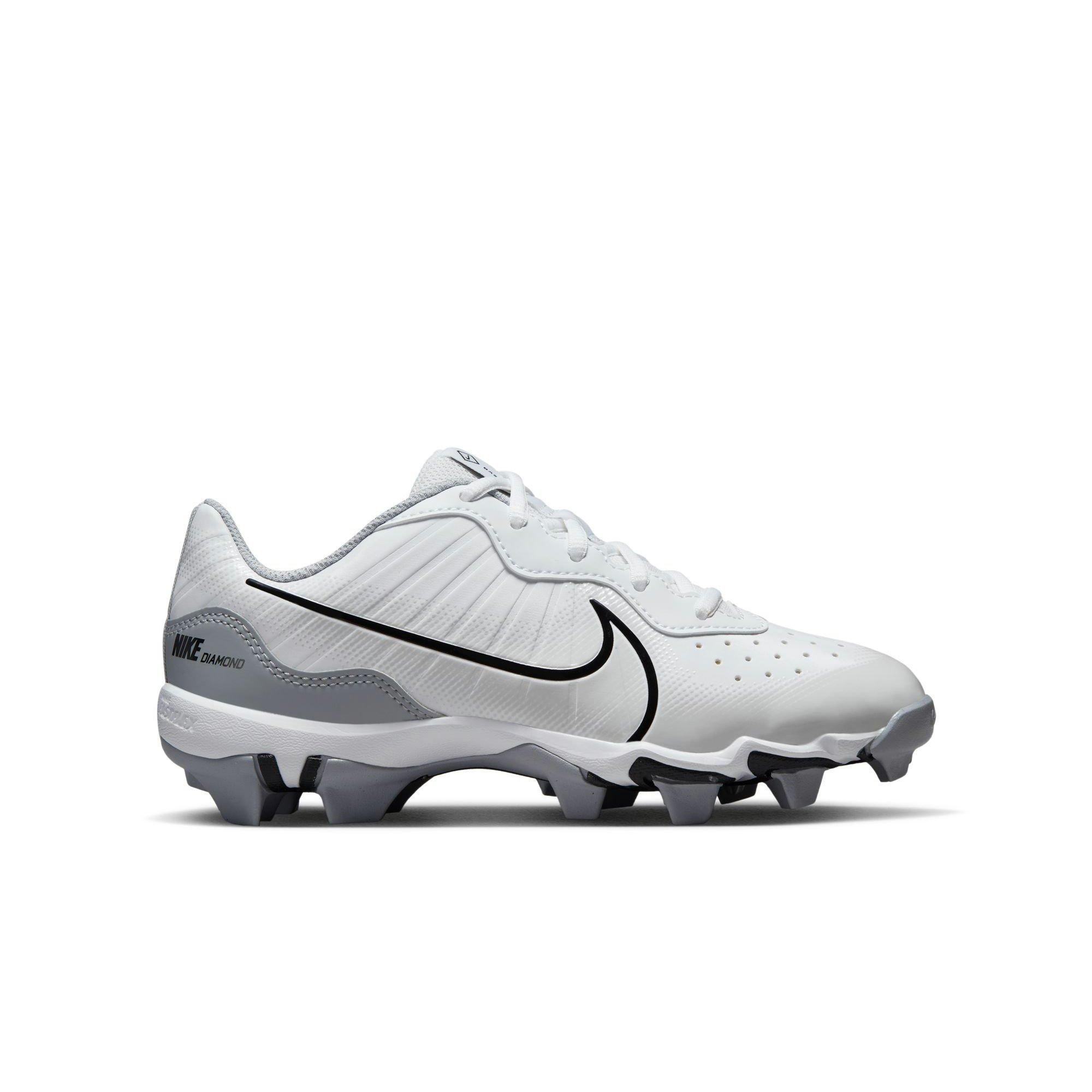 Nike Alpha Huarache 4 Keystone "White/Black/Wolf Grey/Pure Platinum" Preschool Boys' Baseball Cleat - WHITE/BLACK/GREY Thumbnail View 1