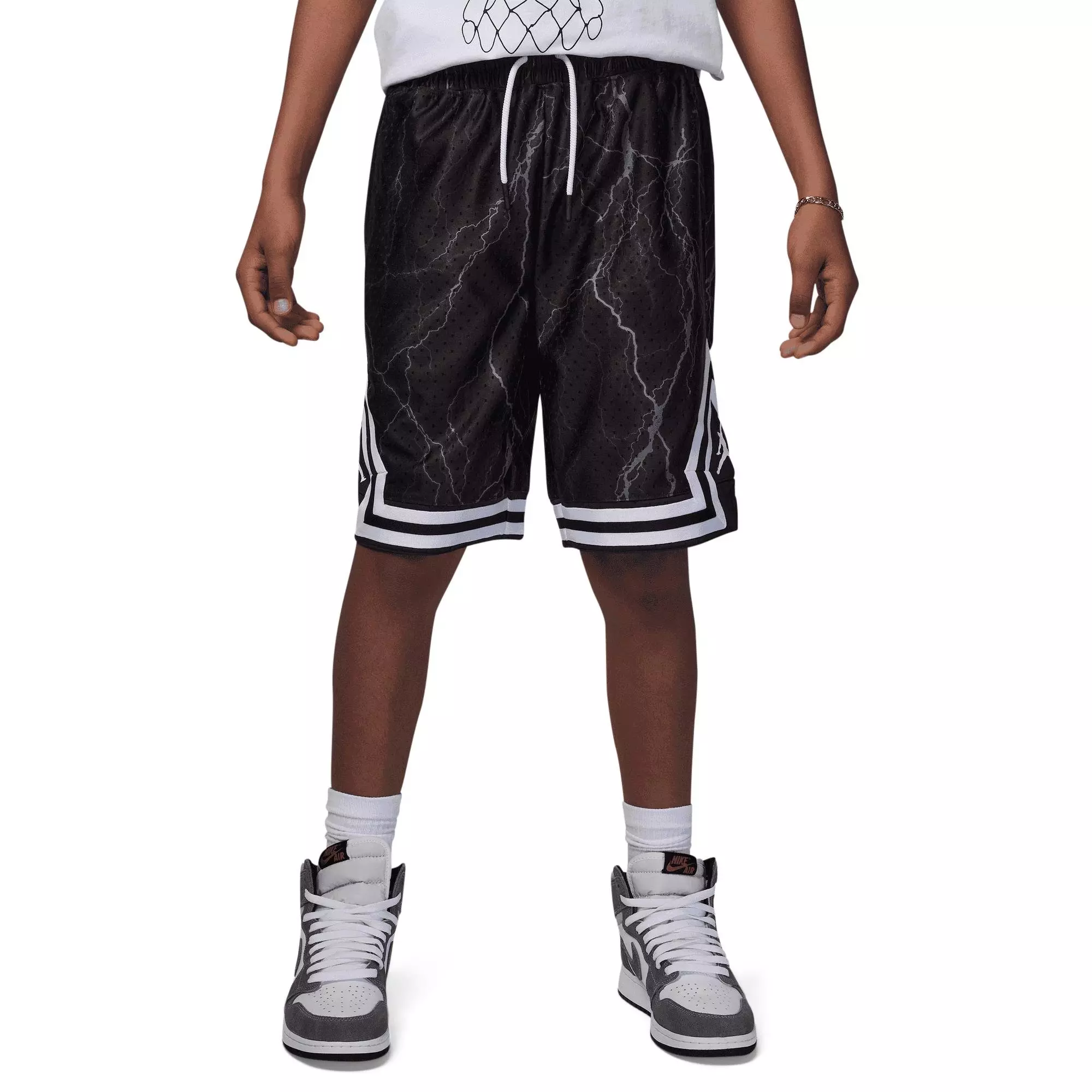 Jordan Big Boys' MJ Printed Diamond Lighting Shorts - BLACK