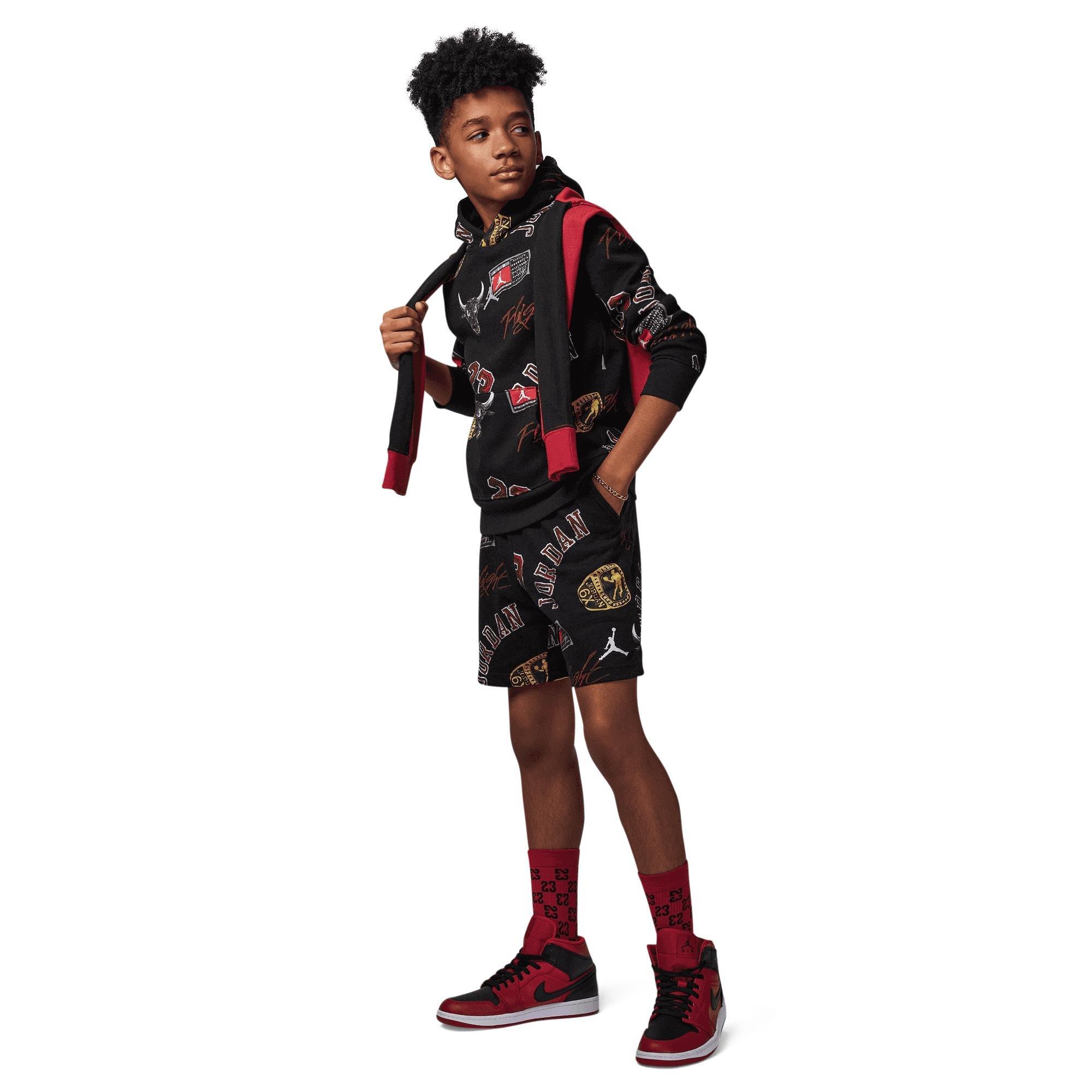 Jordan MJ Essentials Big Boys' Graphic Fleece Pullover - Black