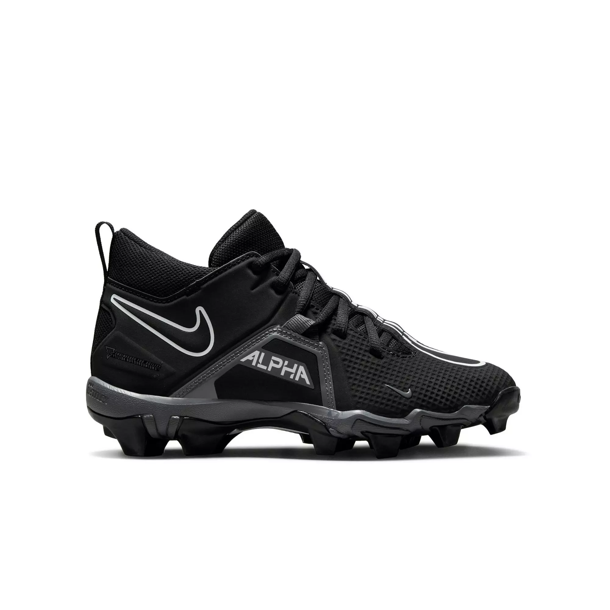 Nike Alpha Menace 3 Shark "Black/White/Iron Grey" Grade School Boys' Football Cleat - BLACK/WHITE