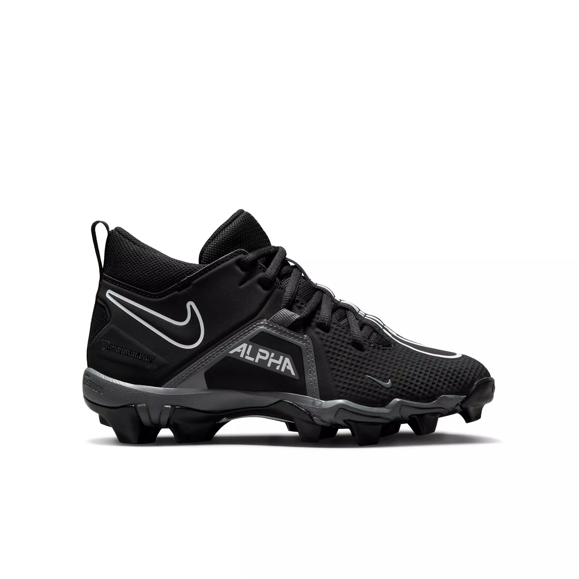 Nike Alpha Menace 3 Shark "Black/White/Iron Grey" Preschool Boys' Football Cleat - BLACK/WHITE