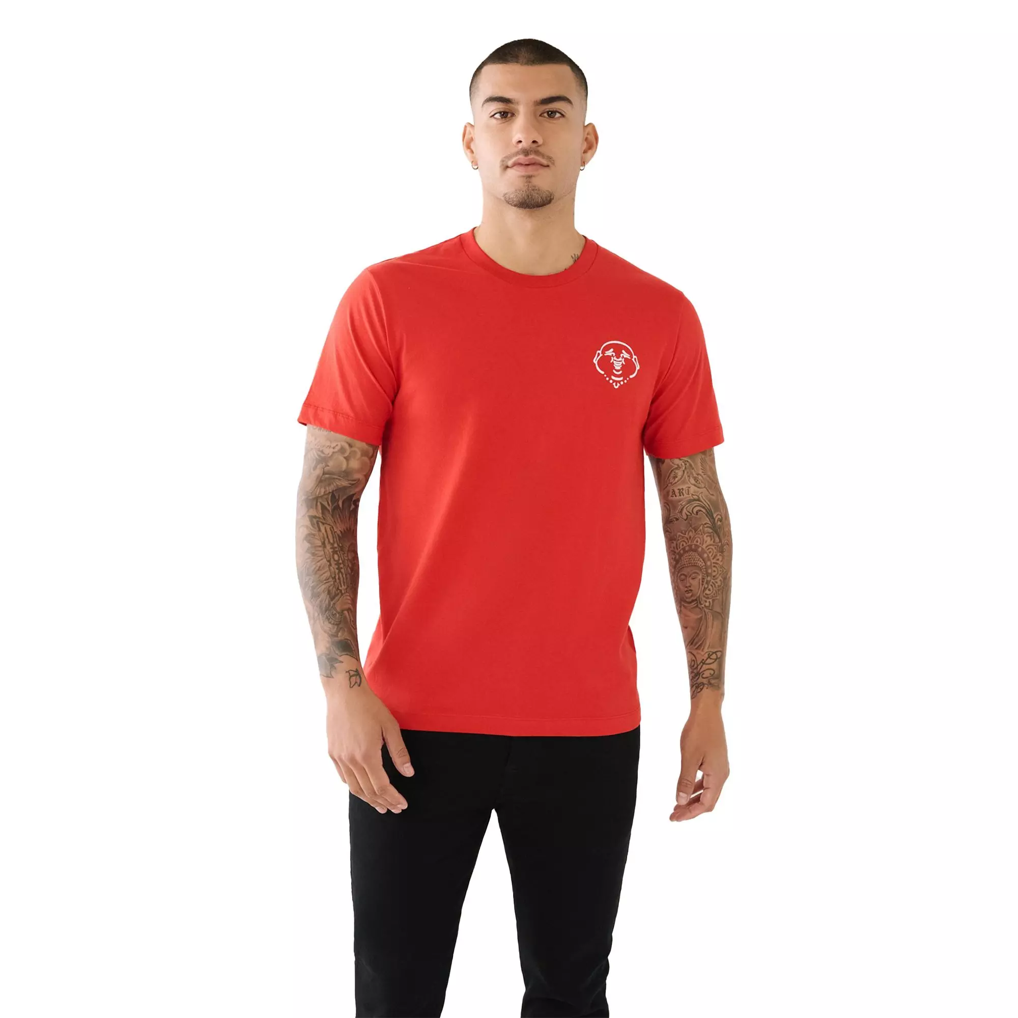 True Religion Men's Flocked Logo Tee - RED