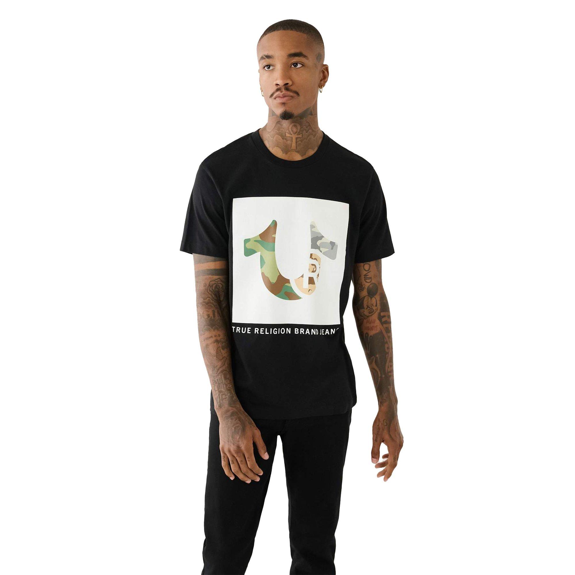 True Religion Men's Camo True Religion Logo Tee - BLACK