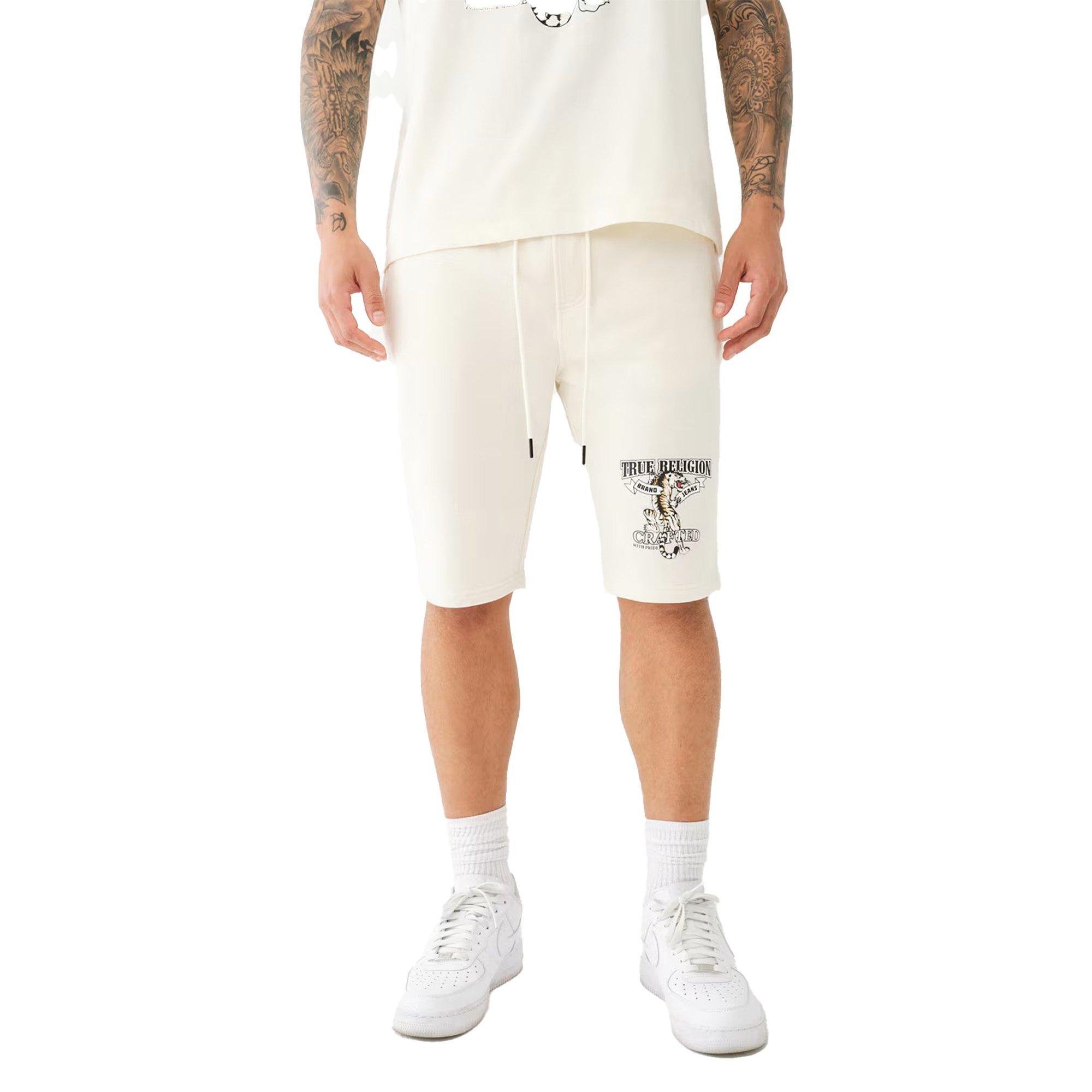 True Religion Men's Crafted Tiger Fleece Shorts - CREAM