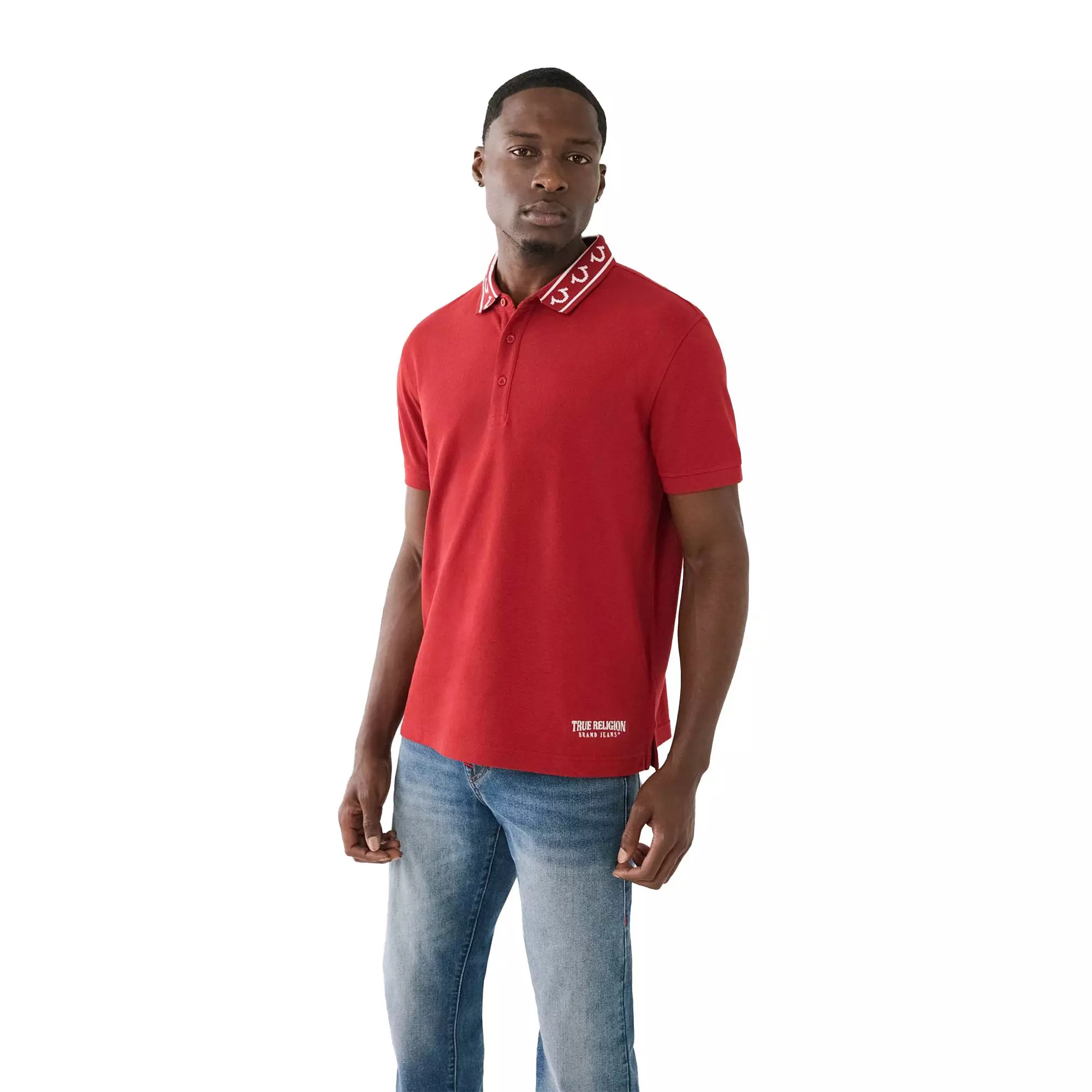 True Religion Men's Embroidered Polo-Red - RED