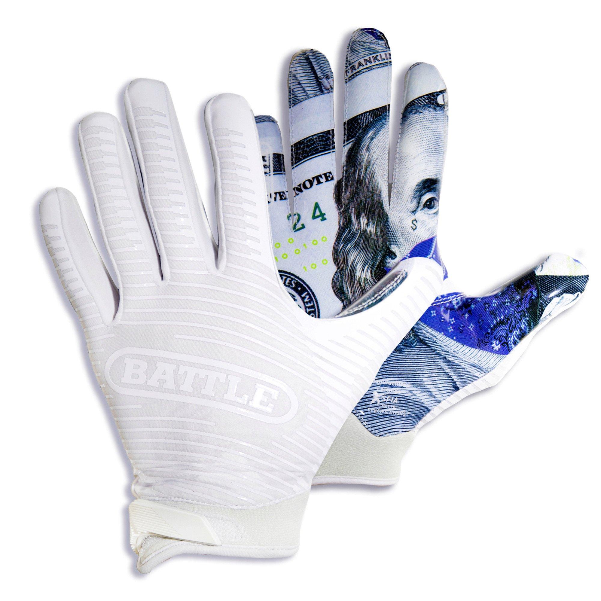 Battle Sports Benjamin Blue Strips Receiver Gloves - WHITE/BLUE Thumbnail View 1