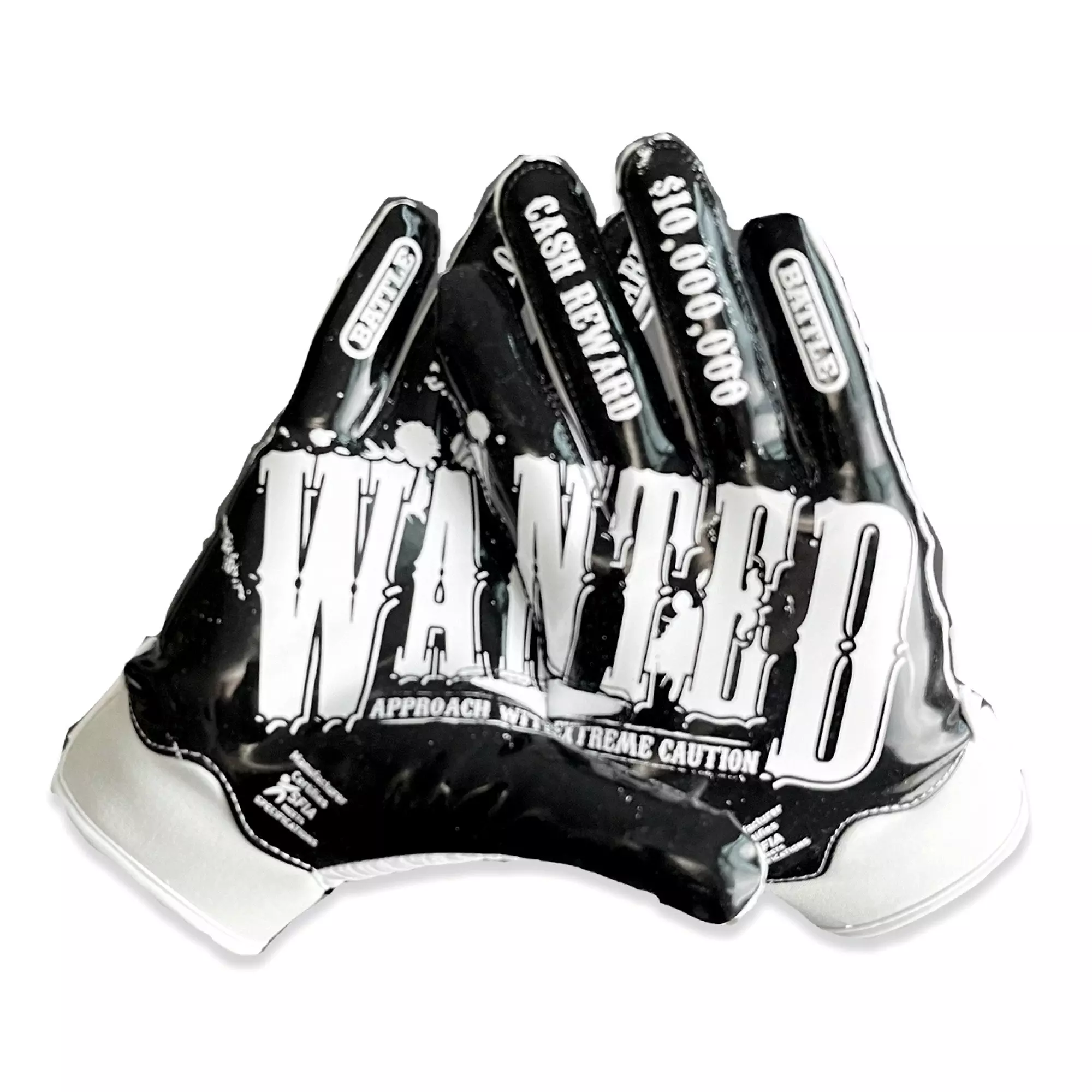 Battle Sports Wanted Doom Football Receiver Gloves - WHITE/BLACK