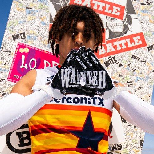 Battle Sports Wanted Doom Football Receiver Gloves - WHITE/BLACK Thumbnail View 3