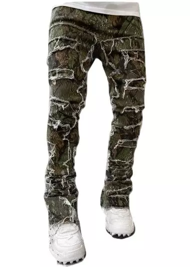 Guapi Men's Camo Blood Diamond Stack Flare Denim Jeans - CAMOUFLAGE
