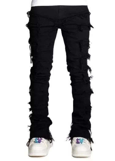 Guapi Men's Black Blood Diamond Stack Flair Jeans - BLACK