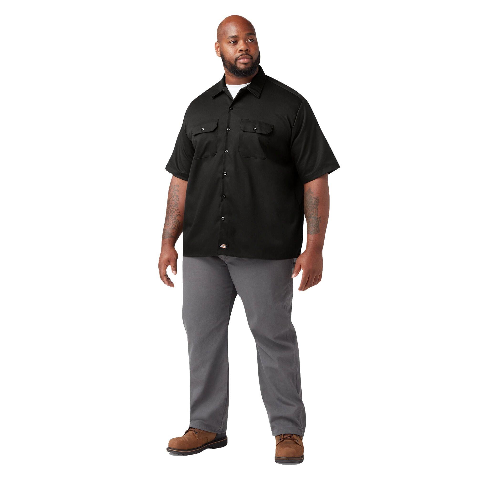 Dickies Men's Flex Twill Work Shirt - Black - BLACK Thumbnail View 4