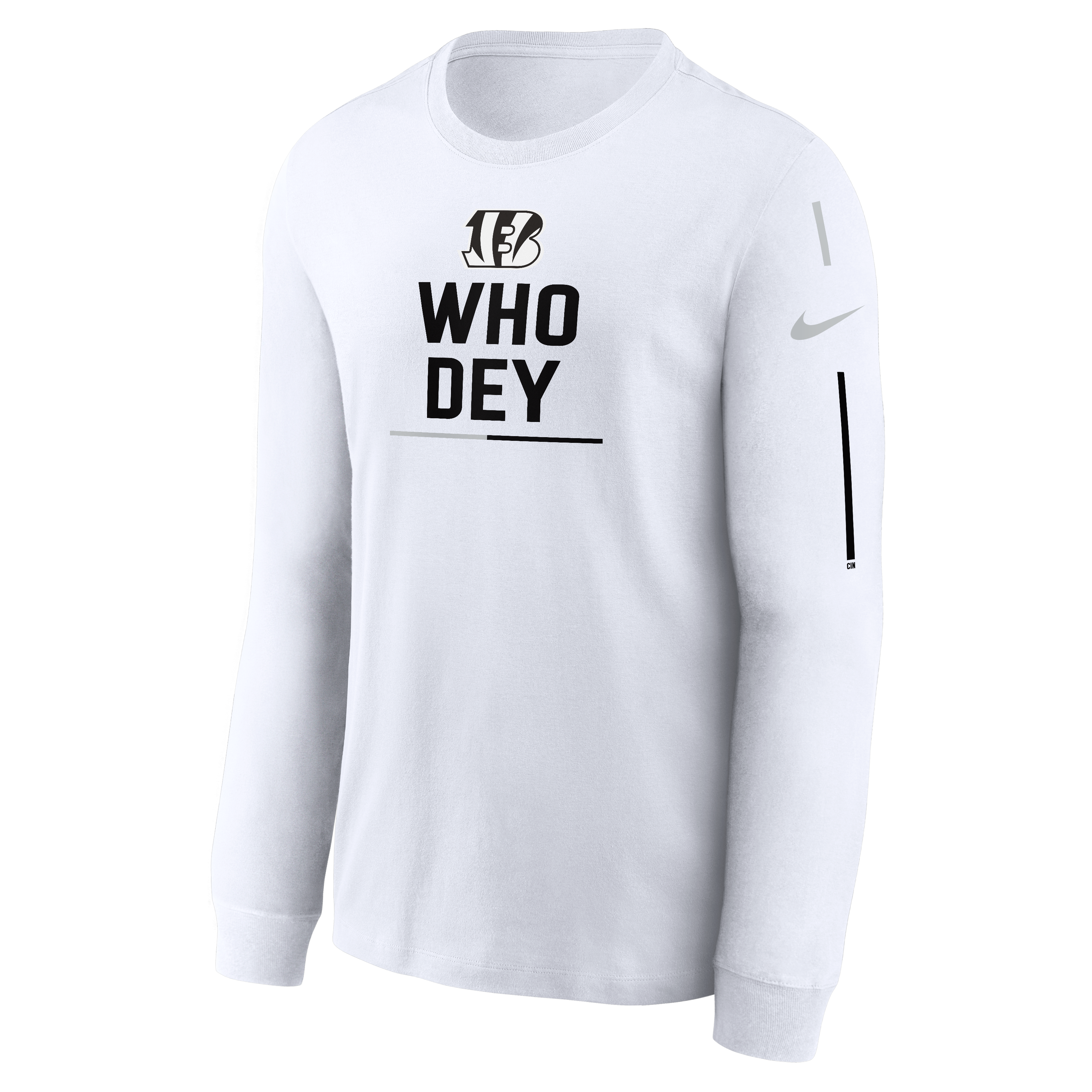 Nike Men's Cincinnati Bengals Who Dey Long Sleeve Top-White - WHITE Thumbnail View 1