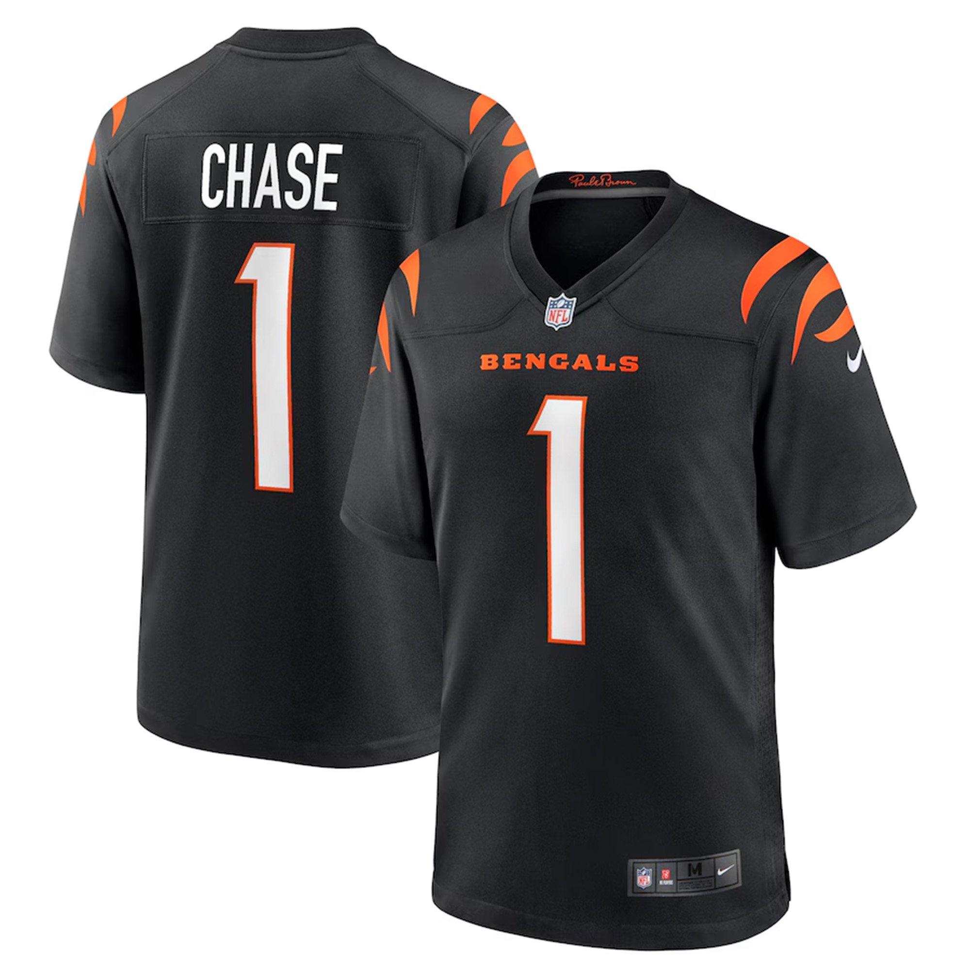 Nike Cincinnati Bengals 2023 Jamar Chase Home Jersey-Black - BLACK Thumbnail View 3