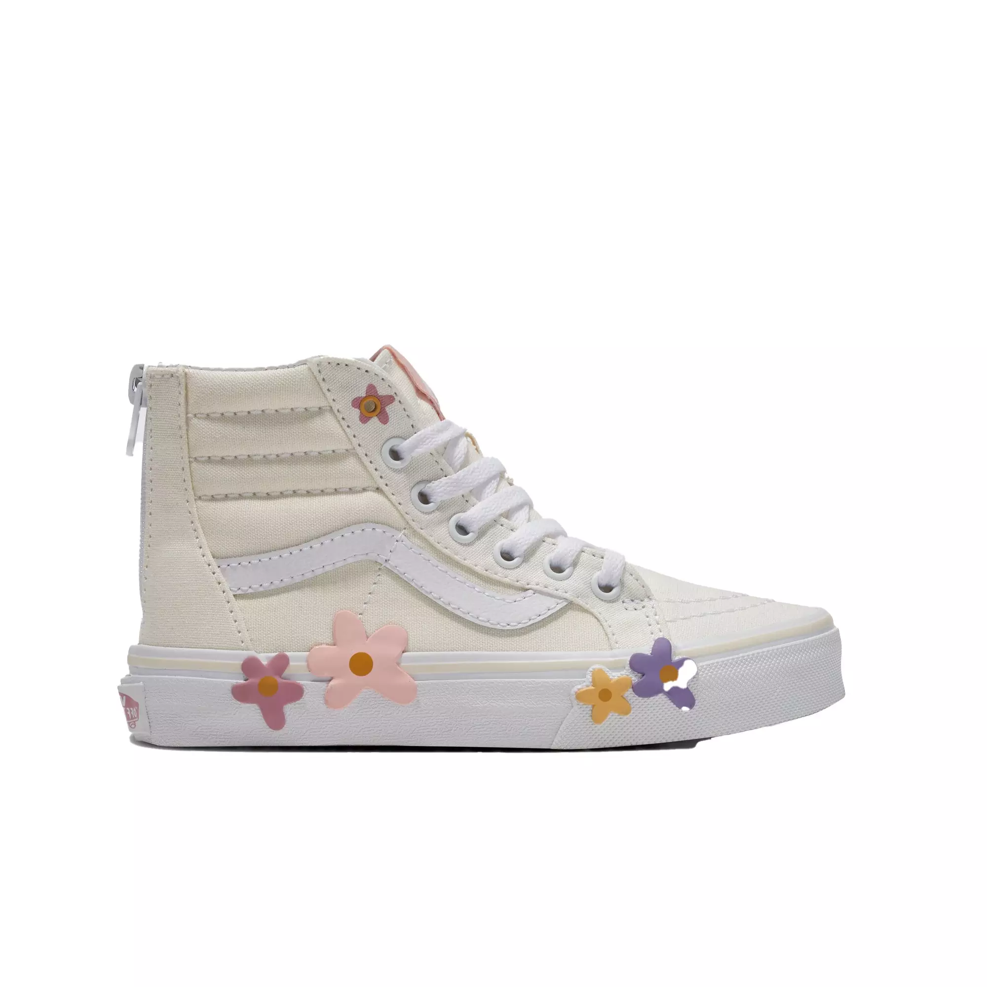 Vans Sk8-Hi Zip "White Floral" Preschool Girls' Shoe - OFF-WHITE