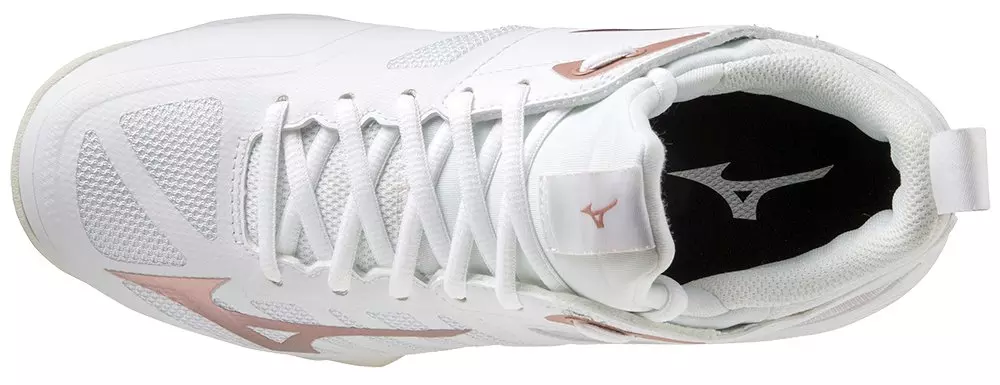 Mizuno Wave Dimension "White/Rose Gold" Women's Volleyball Shoe - WHITE/PINK