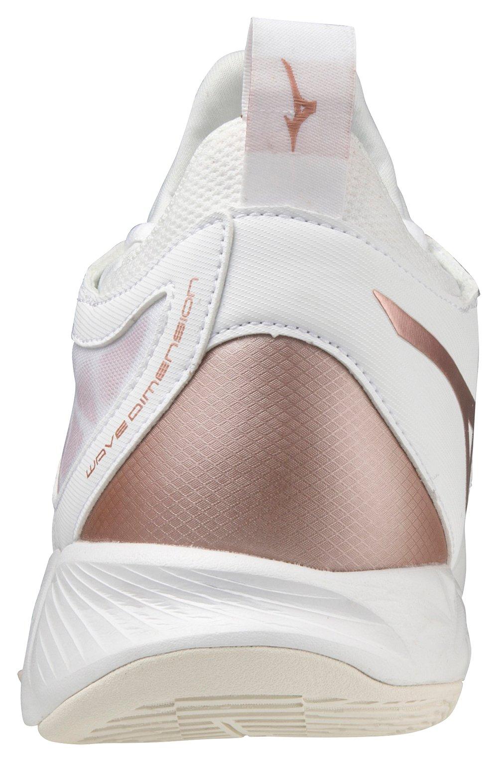 Mizuno Wave Dimension "White/Rose Gold" Women's Volleyball Shoe - WHITE/PINK Thumbnail View 5