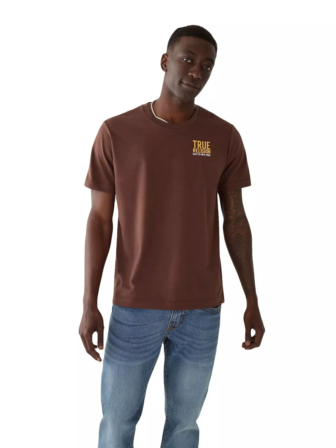 True Religion Men's Multi Logo Tee - Brown - BROWN