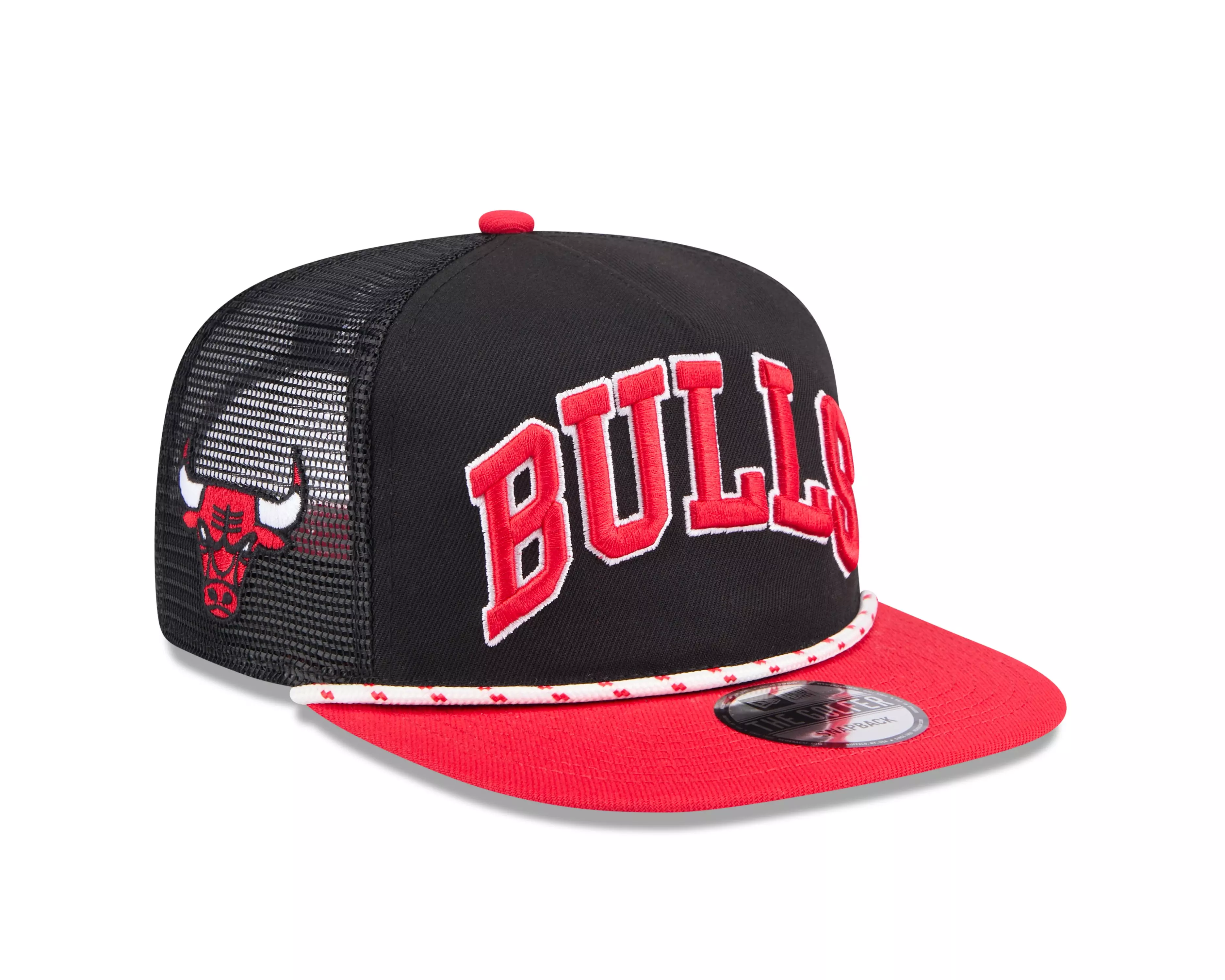 New Era Chicago Bulls Golfer Throwback Snapback Hat-Black/Red - WHITE/BLACK/RED