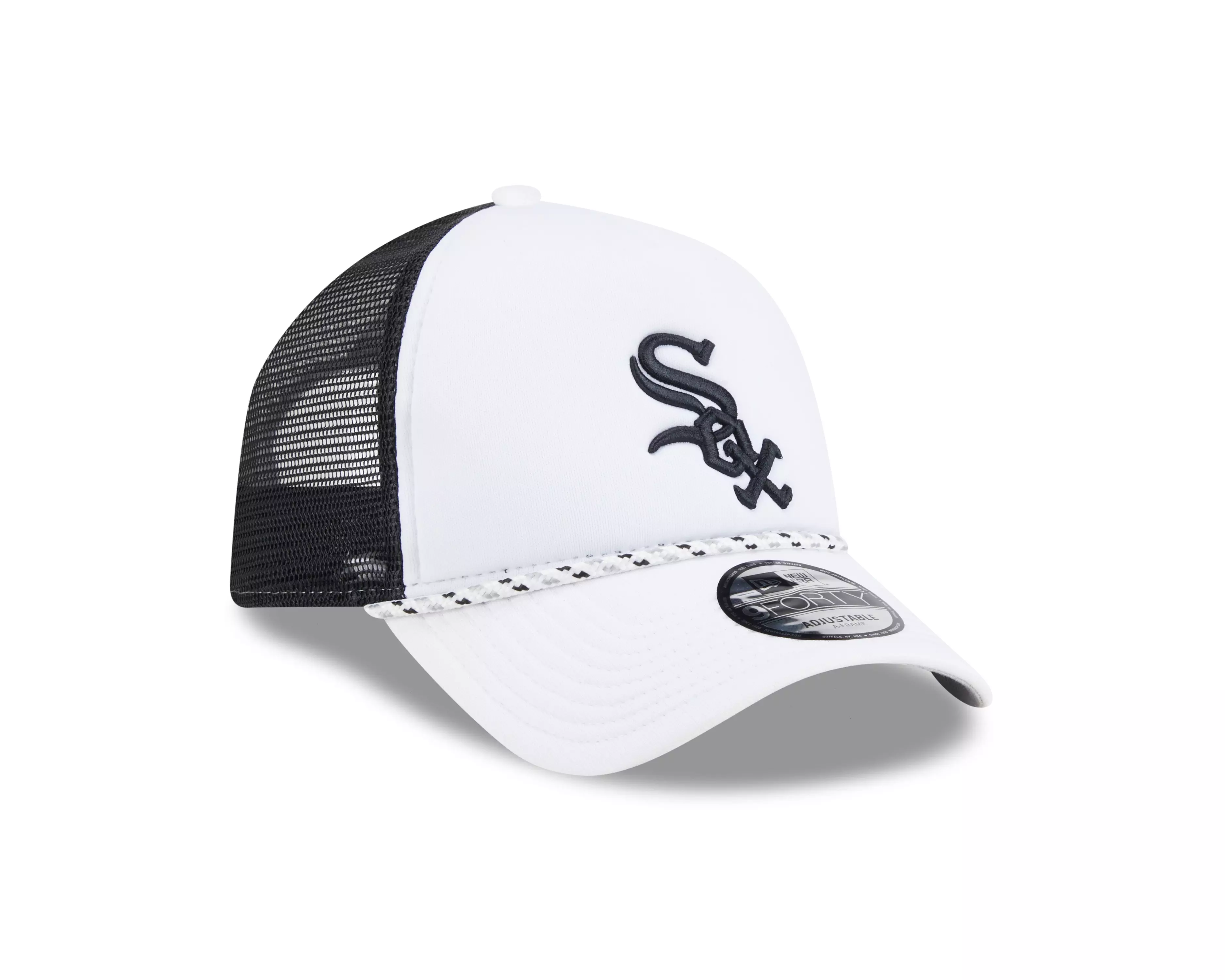 New Era Chicago White Sox 9FORTY A-Frame Snapback Hat - White/Black - WHITE/BLACK