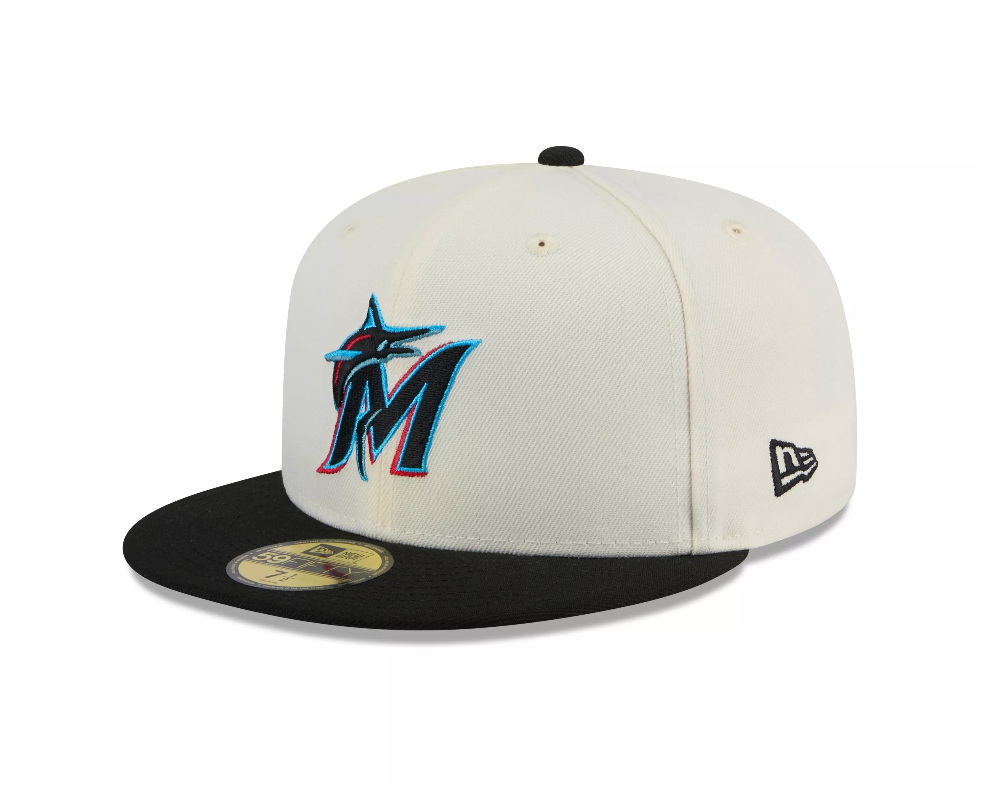 New Era Miami Marlins 59FIFTY Basic 2-Tone Fitted Hat-Cream/Black - WHITE/BLACK