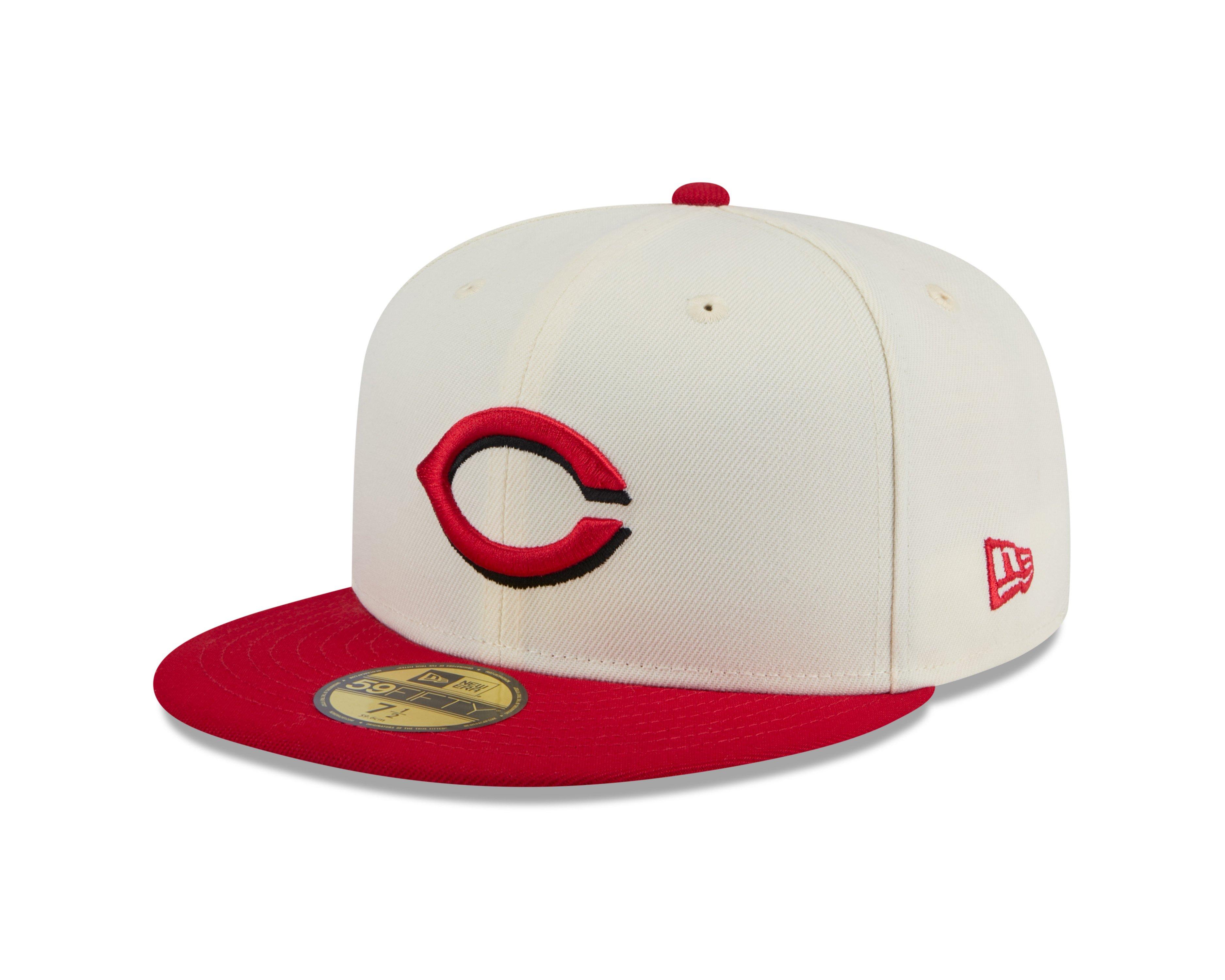 New Era Cincinnati Reds 59FIFTY Basic 2-Tone Fitted Hat-Cream/Red - WHITE/RED Thumbnail View 1