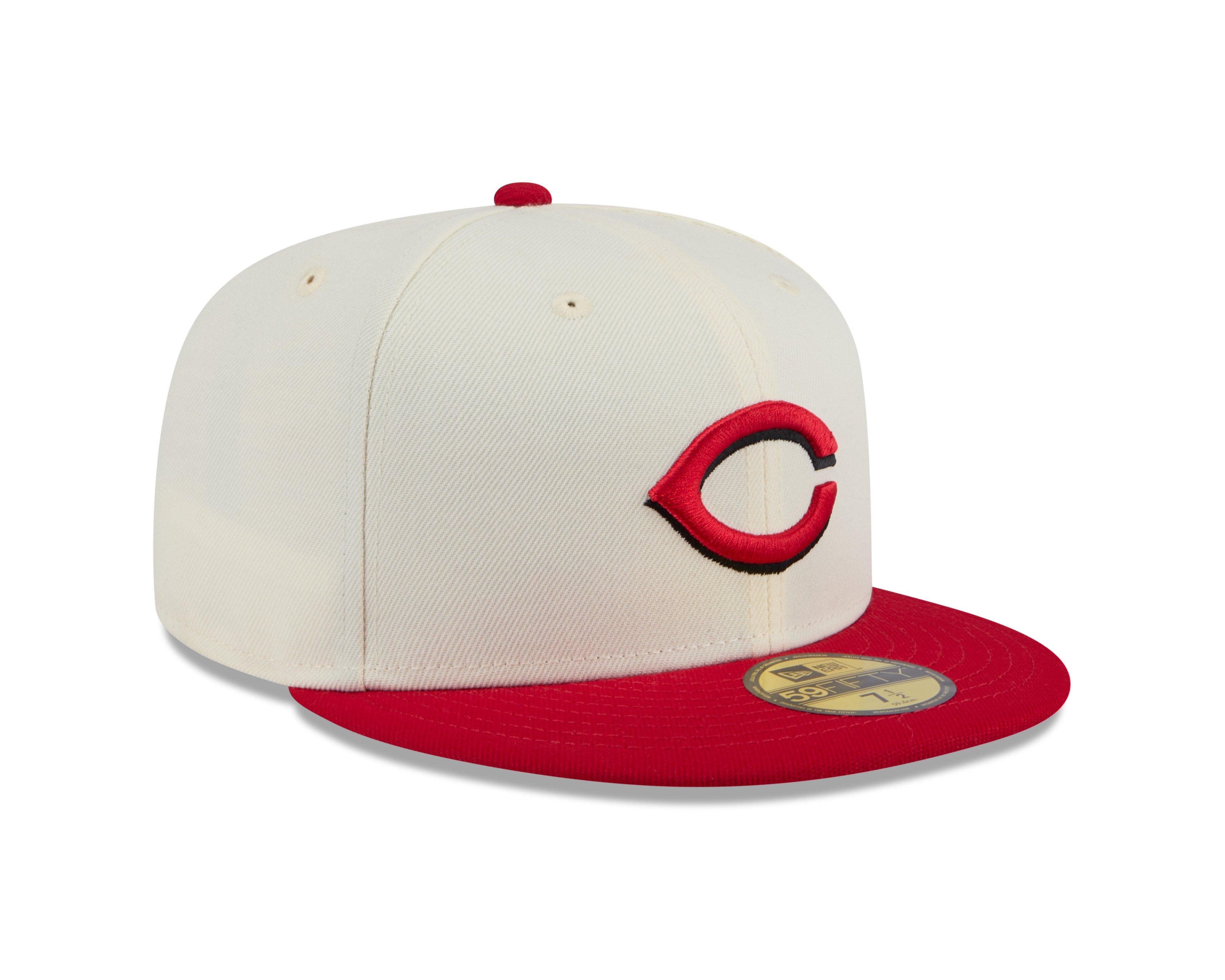 New Era Cincinnati Reds 59FIFTY Basic 2-Tone Fitted Hat-Cream/Red - WHITE/RED Thumbnail View 2