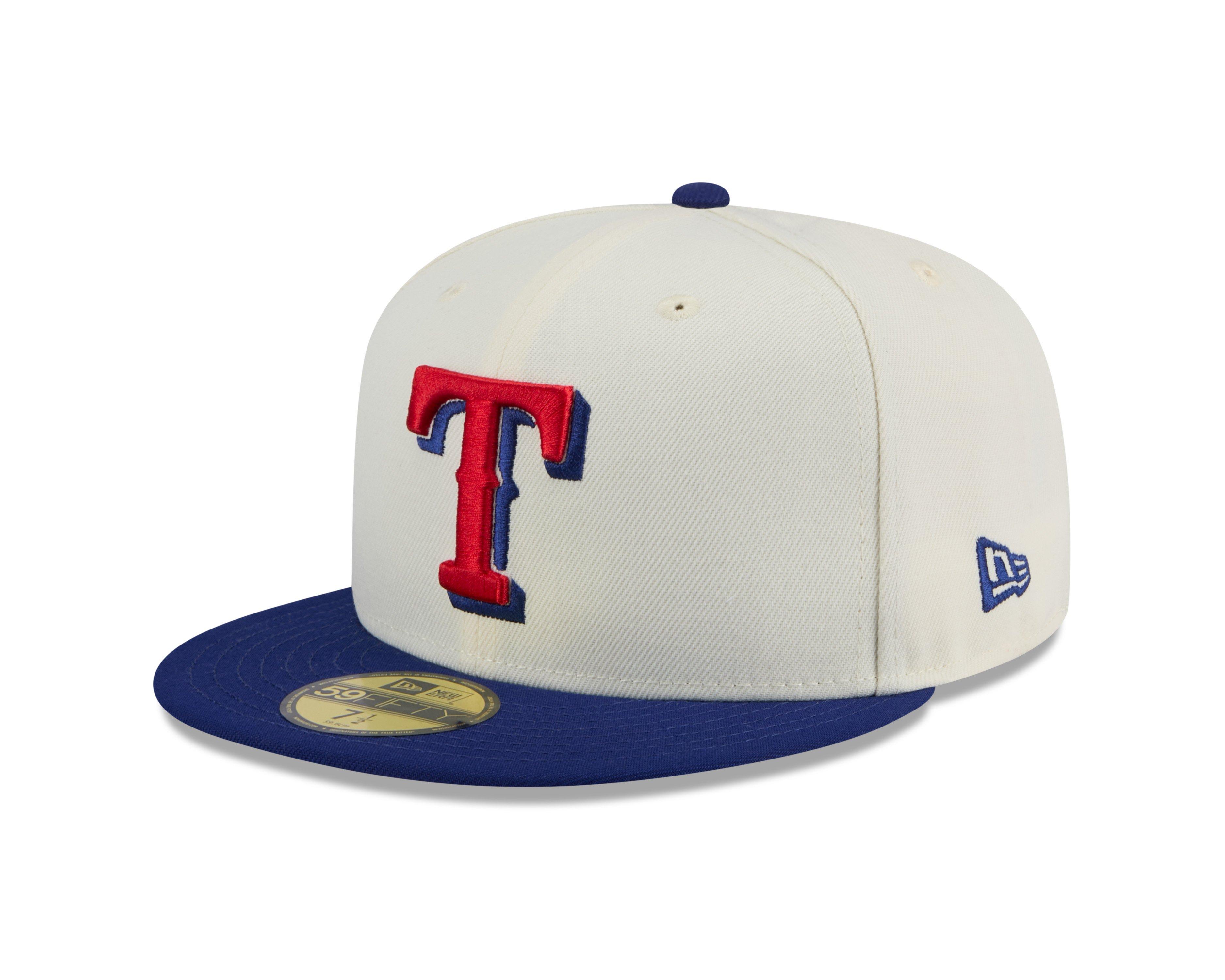 New Era Texas Rangers 59FIFTY Basic 2-Tone Fitted Hat-Cream/Royal - WHITE/BLUE Thumbnail View 1