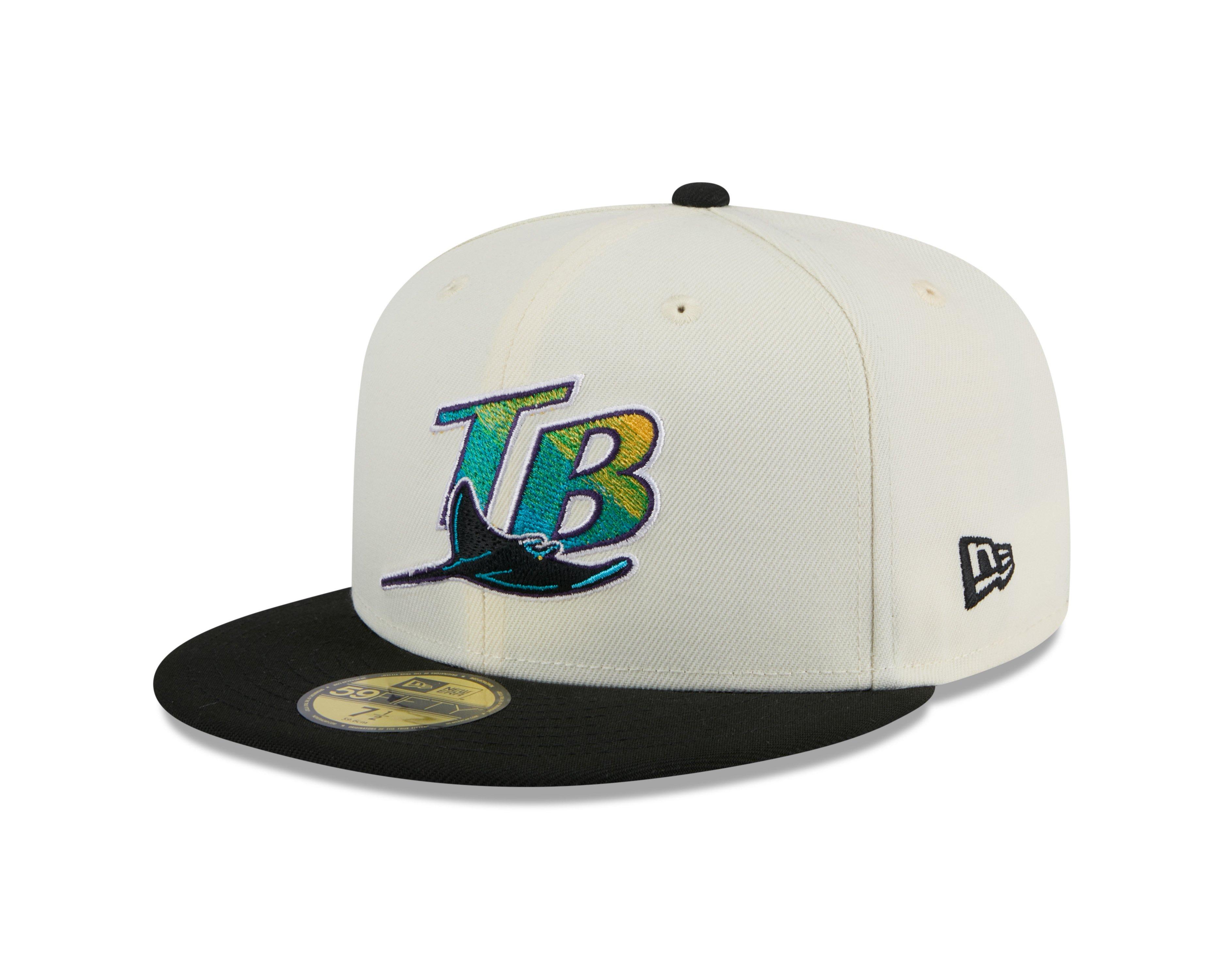 New Era Tampa Bay Rays 59FIFTY Basic 2-Tone Fitted Hat-Cream/Black - WHITE/BLACK Thumbnail View 1