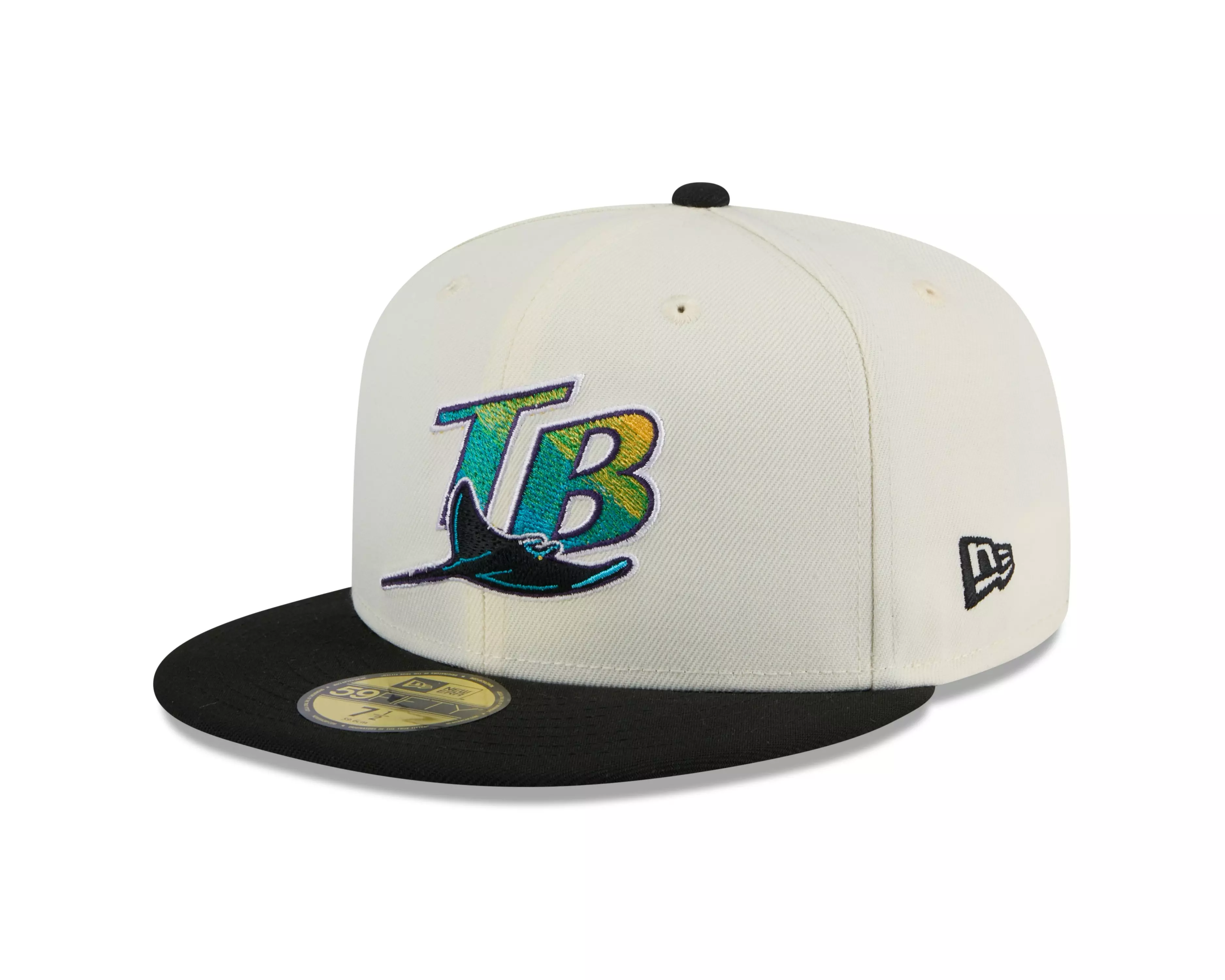 New Era Tampa Bay Rays 59FIFTY Basic 2-Tone Fitted Hat-Cream/Black - WHITE/BLACK