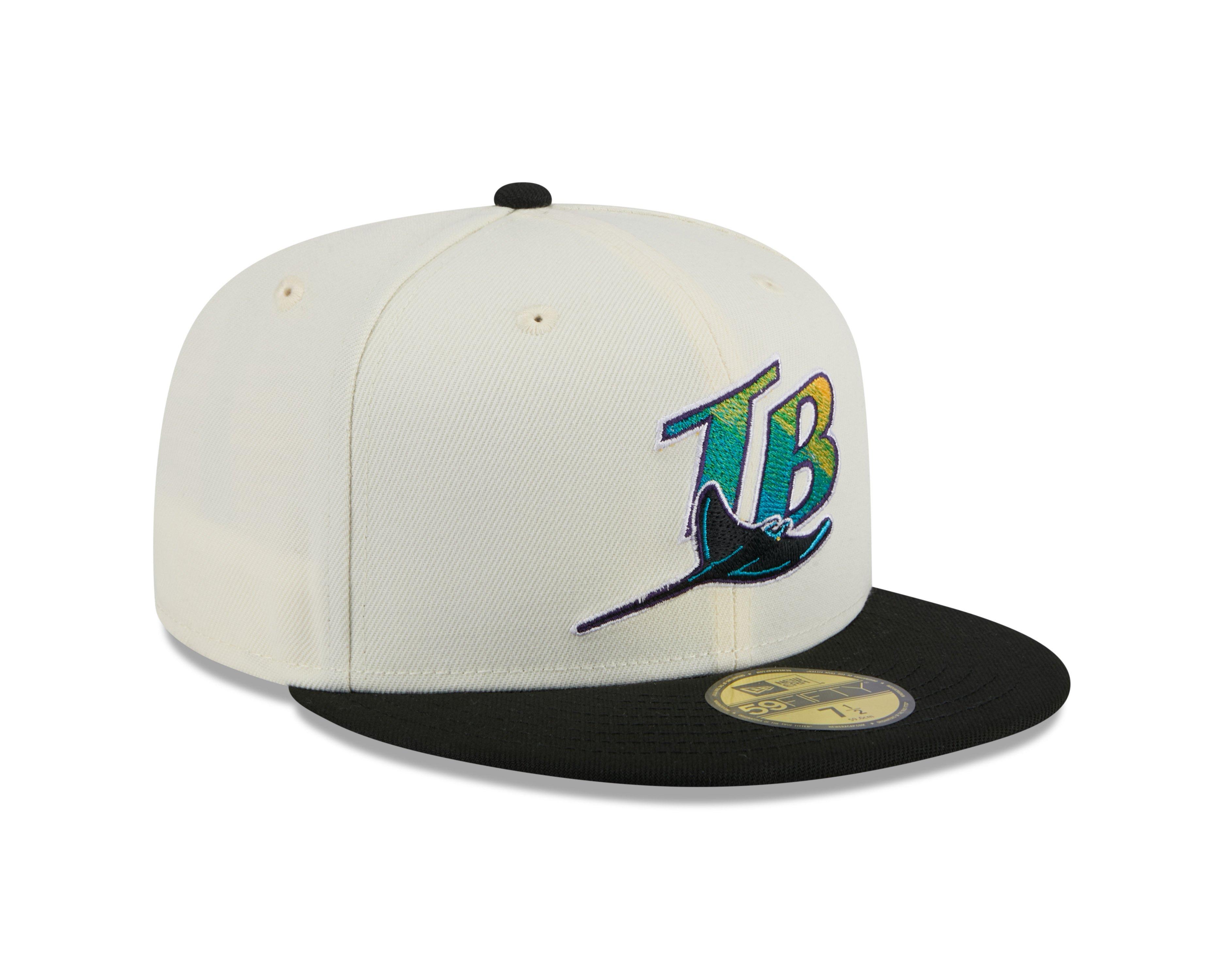 New Era Tampa Bay Rays 59FIFTY Basic 2-Tone Fitted Hat-Cream/Black - WHITE/BLACK Thumbnail View 2
