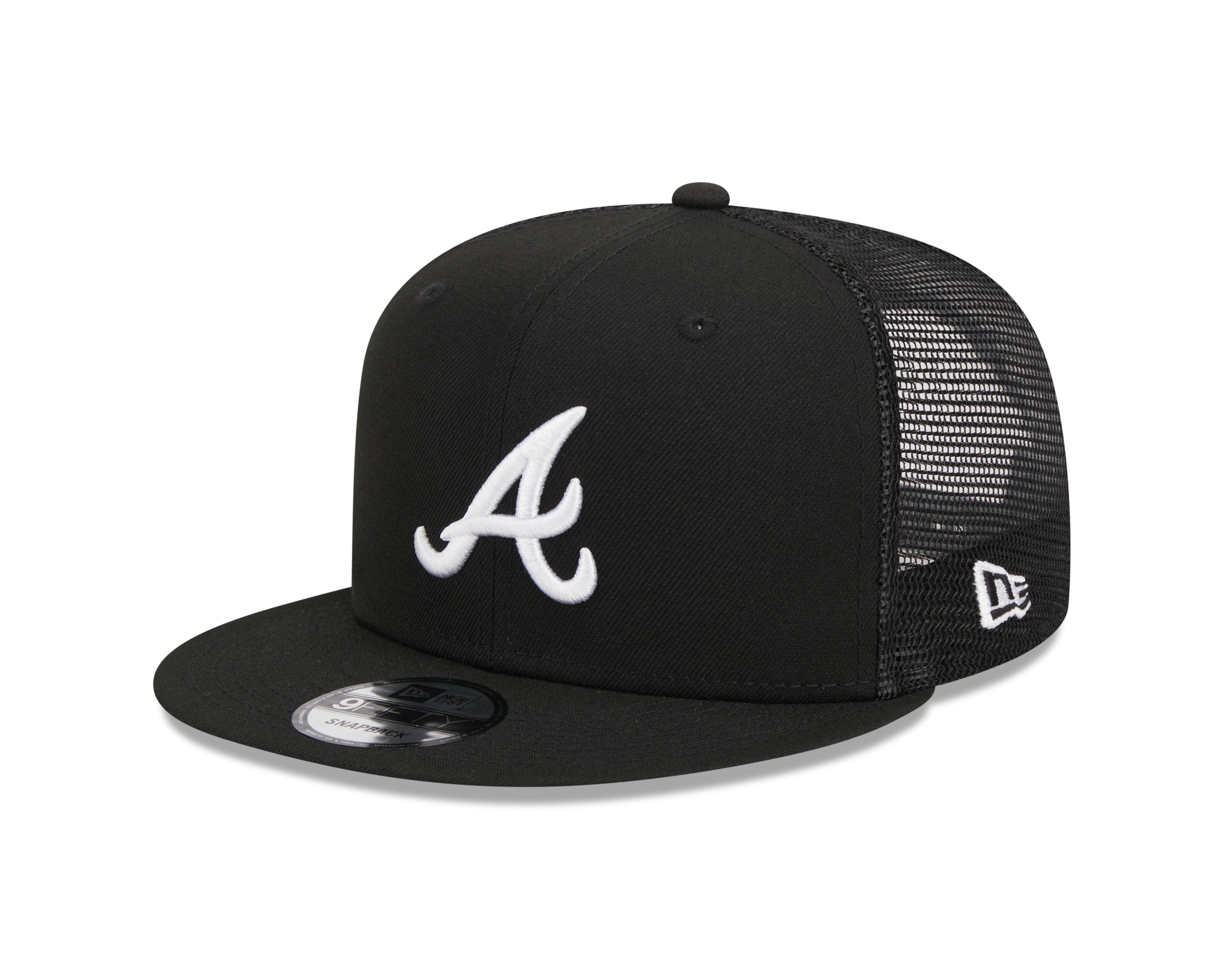 New Era Atlanta Braves 9FIFTY Trucker Snapback-Black/White - BLACK/WHITE Thumbnail View 1