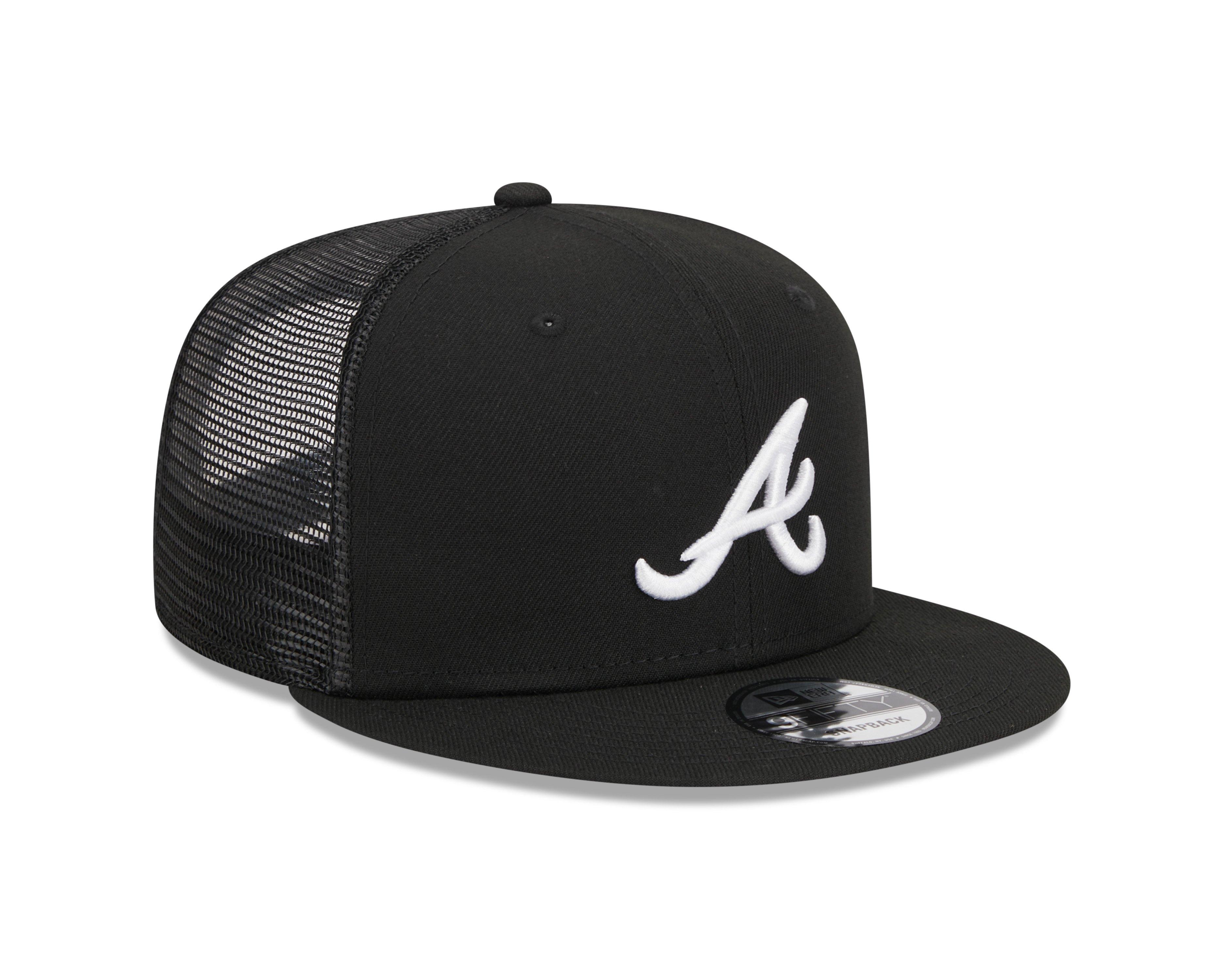 New Era Atlanta Braves 9FIFTY Trucker Snapback-Black/White - BLACK/WHITE Thumbnail View 2