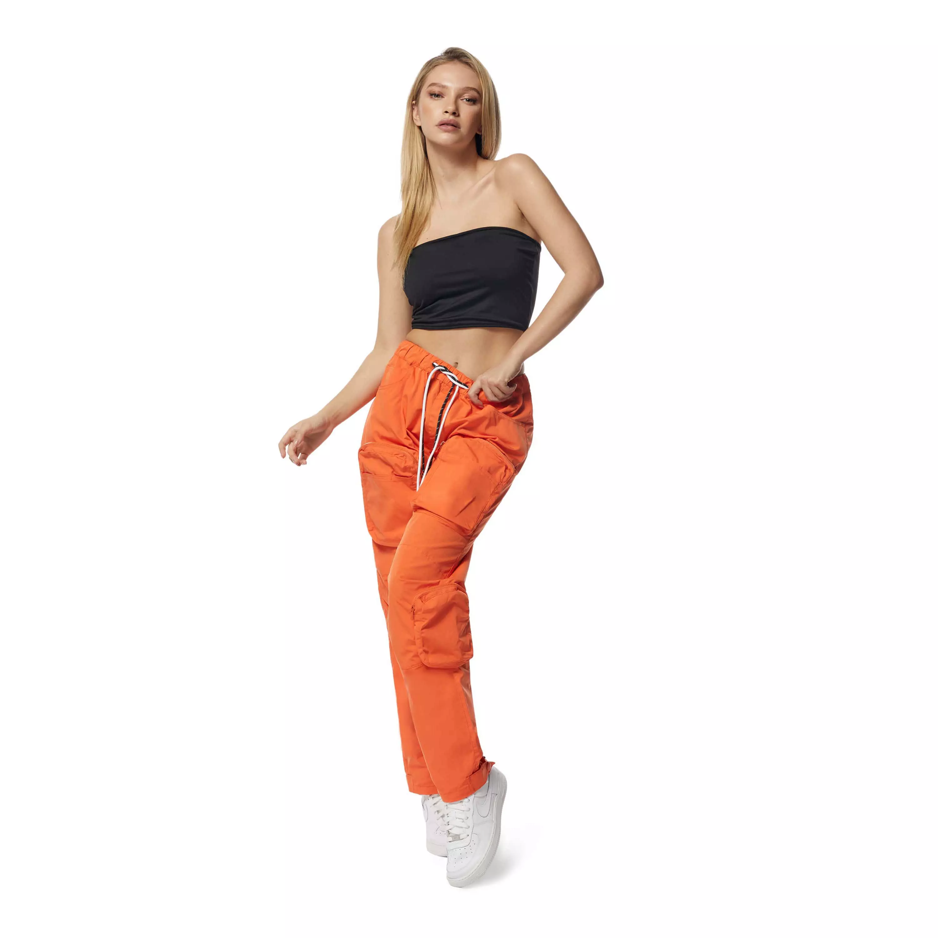 Grindhouse Women's Nylon Cargo Pants - Orange - ORANGE