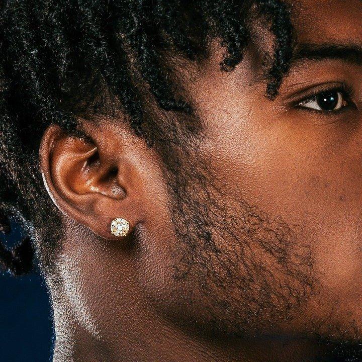 King Ice Brilliant-Cut 3D Button Stud Earrings - SILVER Thumbnail View 4