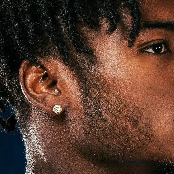 King Ice Brilliant-Cut 3D Button Stud Earrings - SILVER