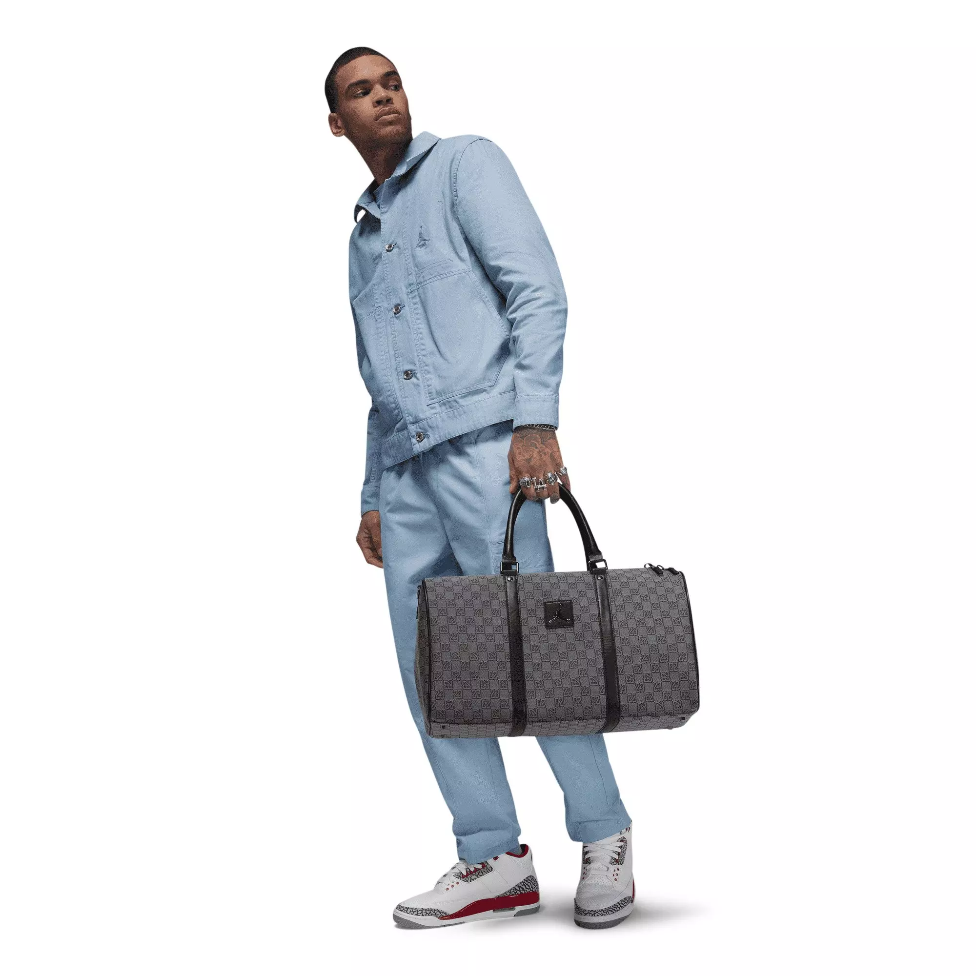 Jordan Monogram Duffle Bag Medium - Black/Grey - BLACK