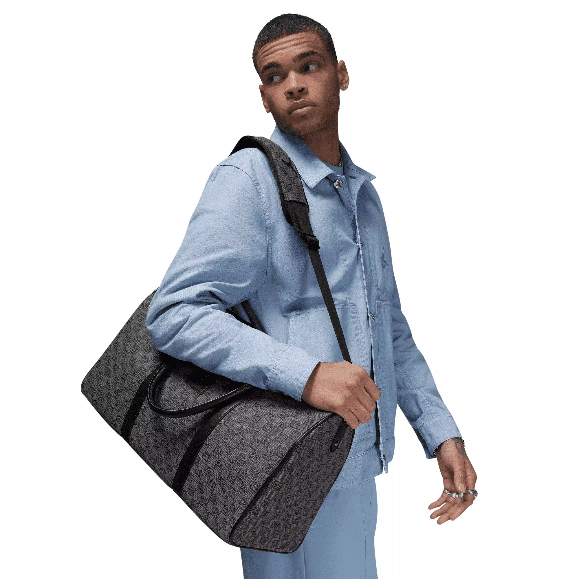 Jordan Monogram Duffle Bag Medium - Black/Grey - BLACK