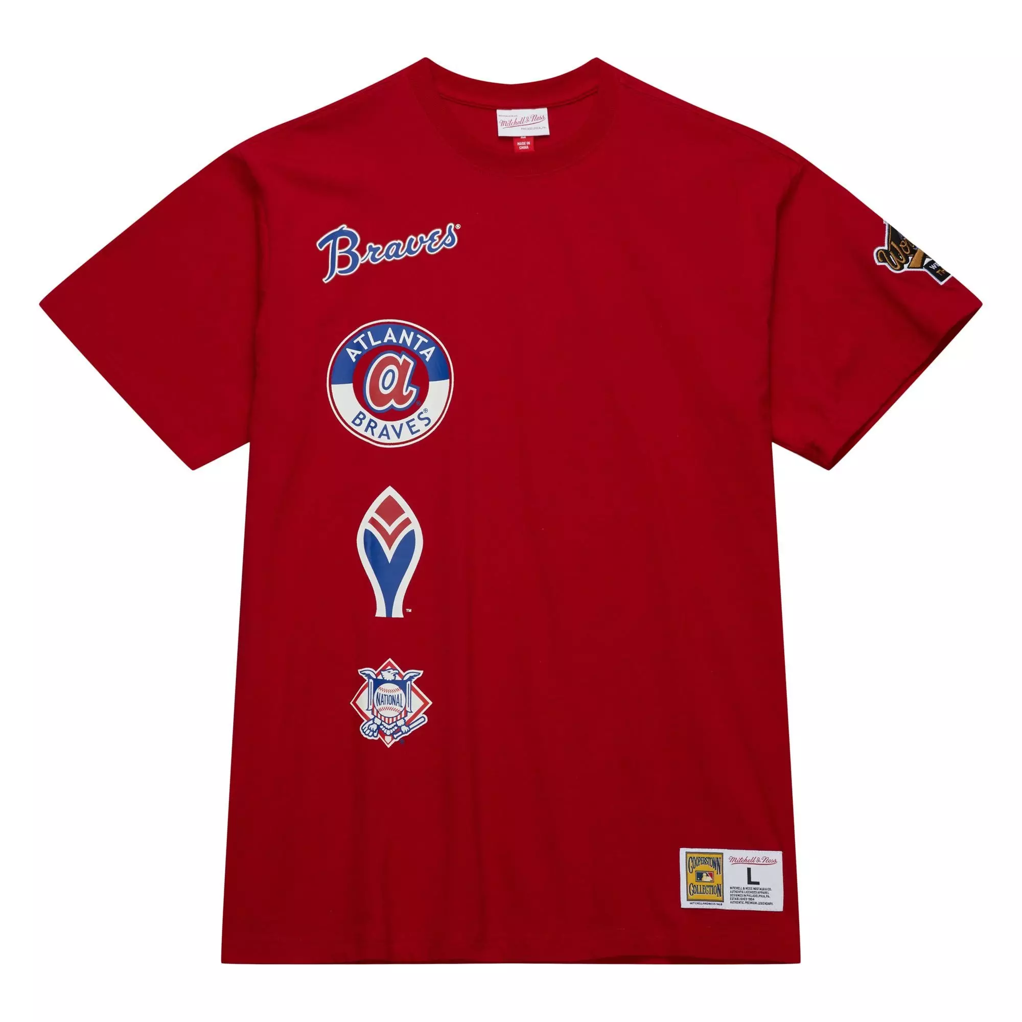 Mitchell & Ness Men's Atlanta Braves Hometown Vintage Logo Short Sleeve Shirt  -  Red - RED