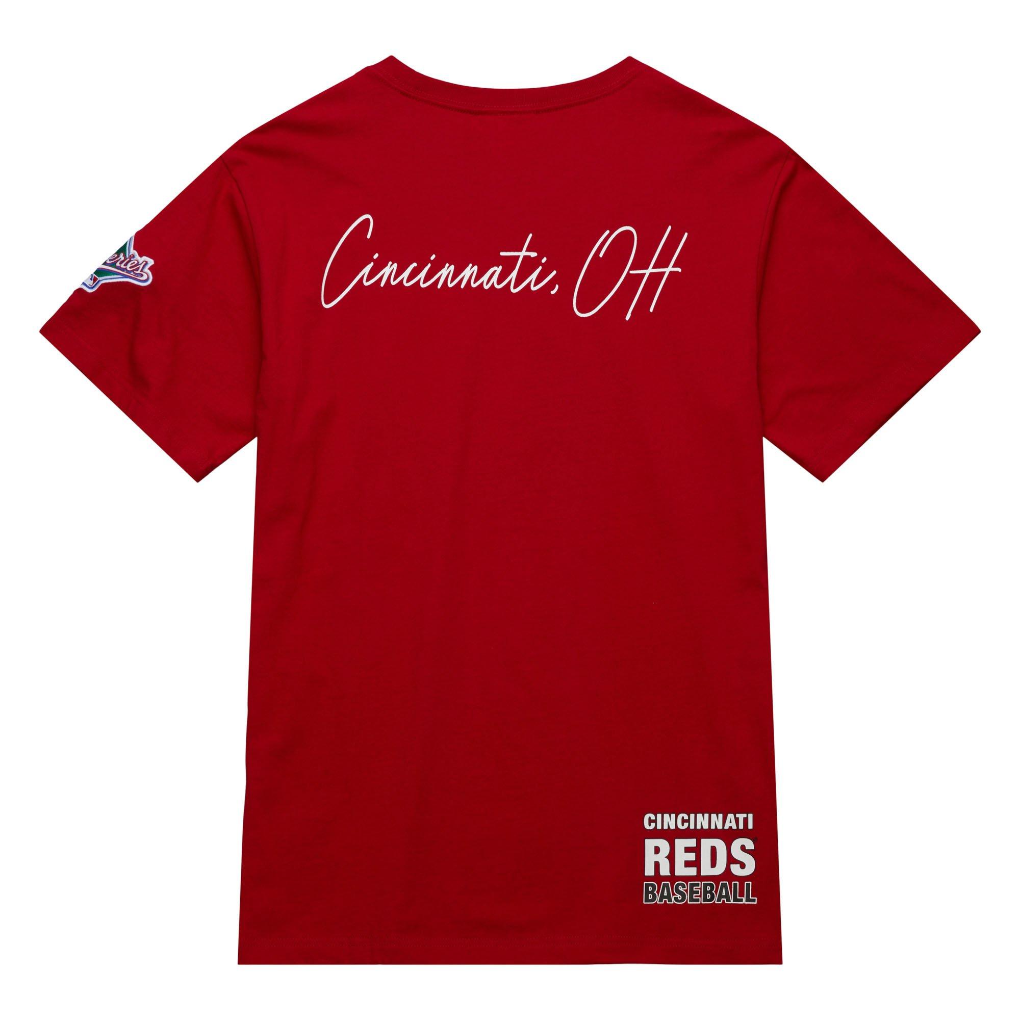 Mitchell & Ness Men's Cincinnati Reds Hometown Vintage Logo Short Sleeve Shirt - Red - RED Thumbnail View 2