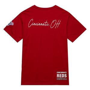 Mitchell & Ness Men's Cincinnati Reds Hometown Vintage Logo Short Sleeve Shirt - Red