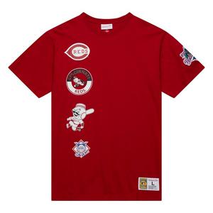 Mitchell & Ness Men's Cincinnati Reds Hometown Vintage Logo Short Sleeve Shirt - Red