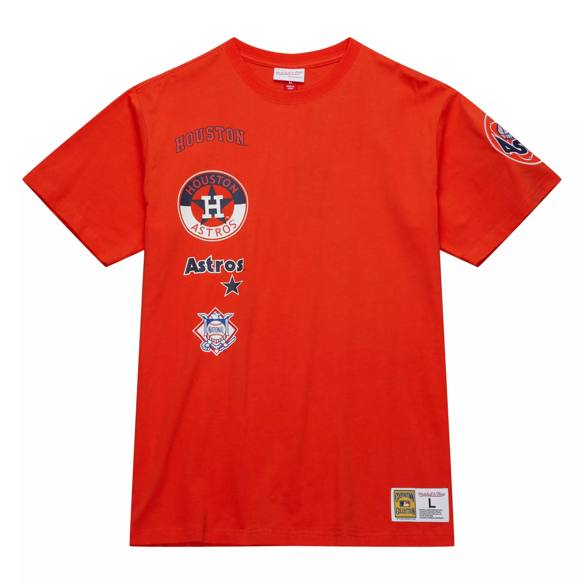 Mitchell &amp; Ness Men's Houston Astros City Collage Short Sleeve Top-Orange - ORANGE