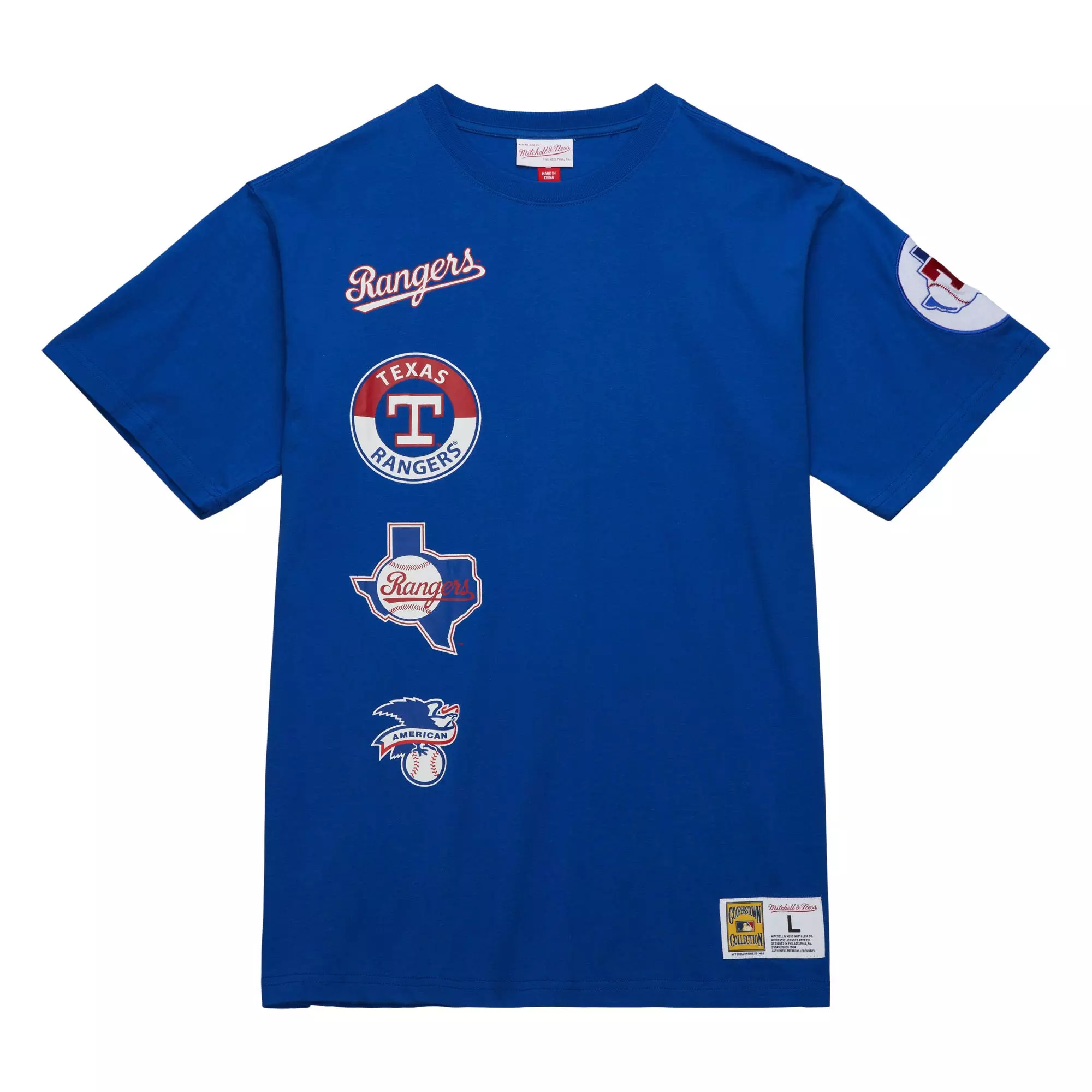 Mitchell & Ness Men's Texas Rangers Hometown Vintage Logo Short Sleeve Shirt  -  Royal - ROYAL