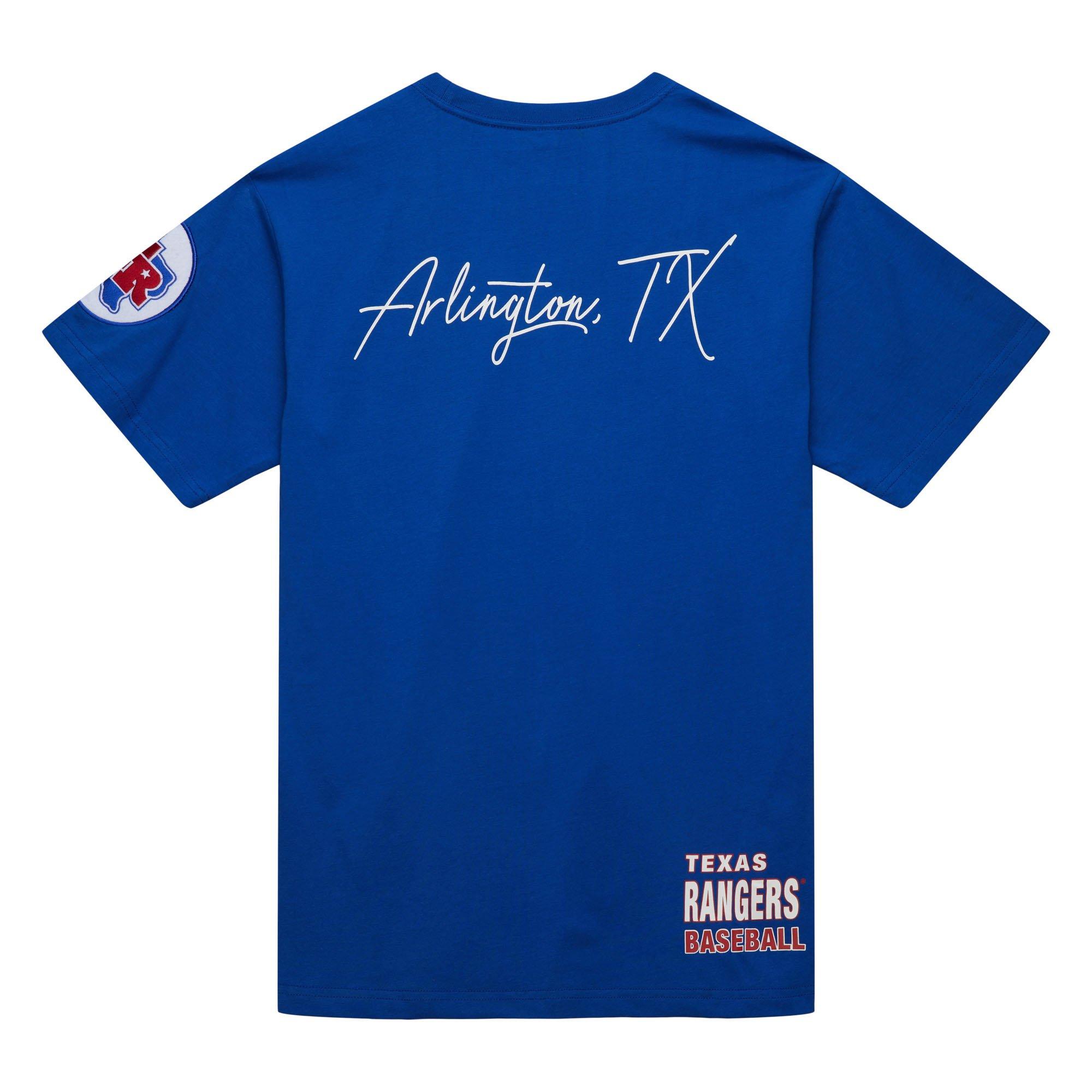 Mitchell & Ness Men's Texas Rangers Hometown Vintage Logo Short Sleeve Shirt - Royal - ROYAL Thumbnail View 2