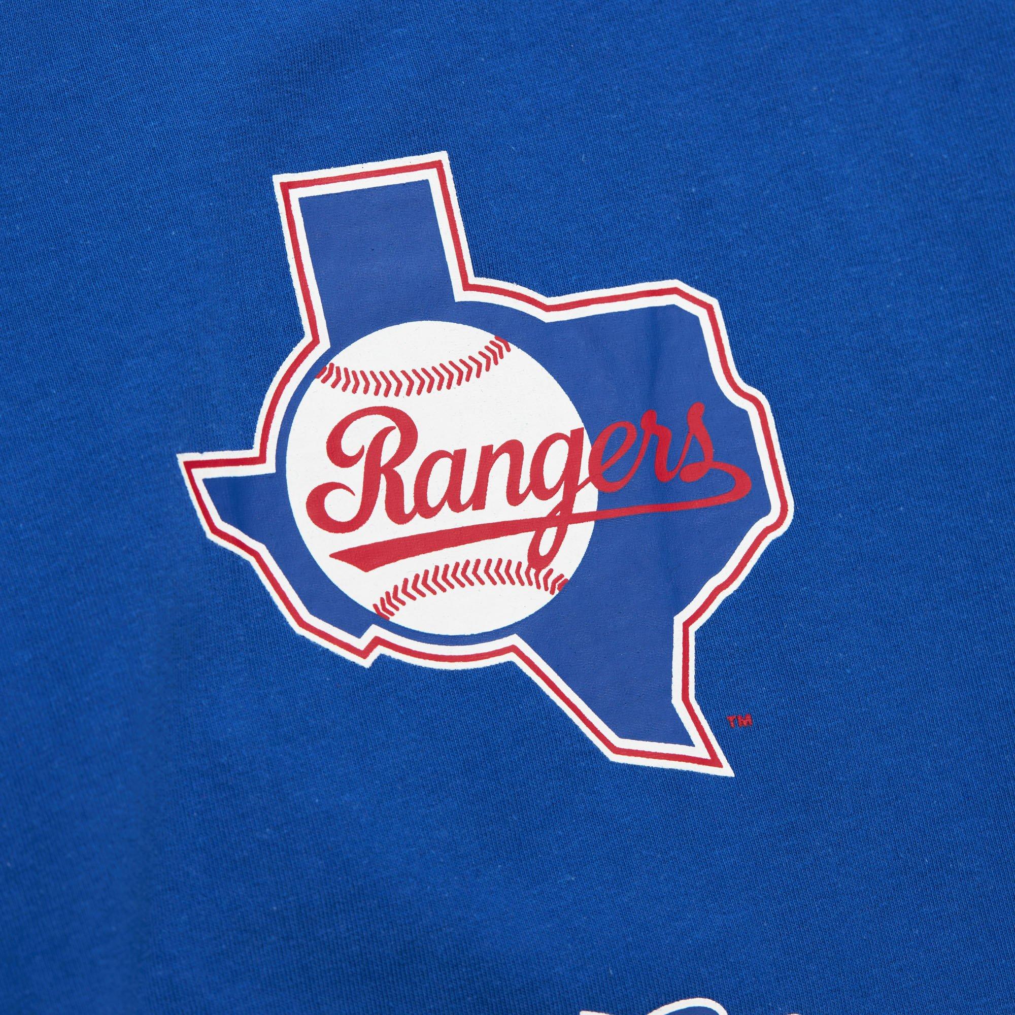 Mitchell & Ness Men's Texas Rangers Hometown Vintage Logo Short Sleeve Shirt - Royal - ROYAL Thumbnail View 4