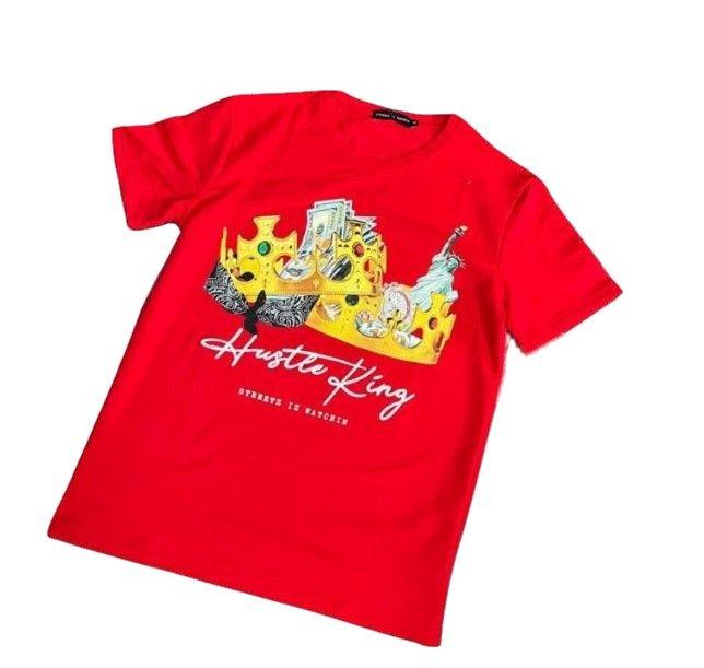 Streetz Iz Watchin Men's Hustle King Tee - Red - RED