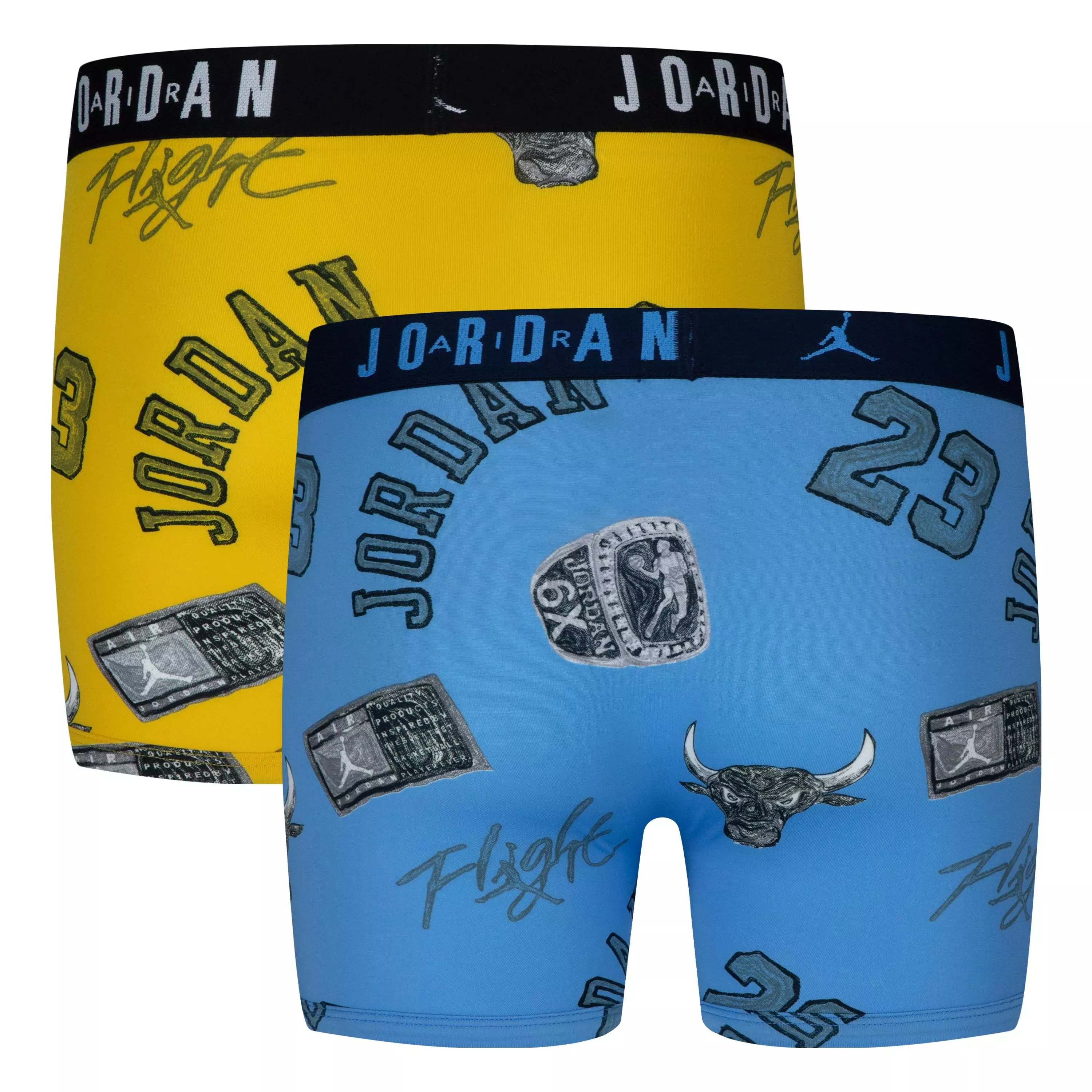 Jordan Big Kids' 2-Pack Printed Boxer Briefs - Blue/Yellow - BLUE/YELLOW